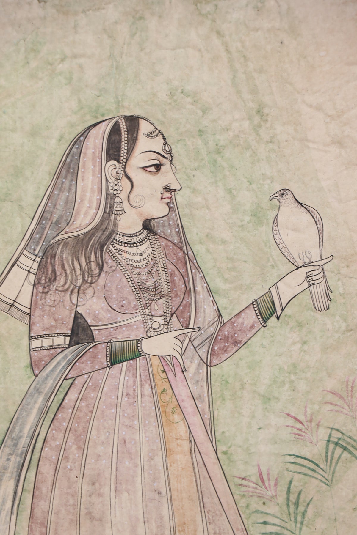 Traditional Woman Ragini Watercolor Painting for Hallway Decor