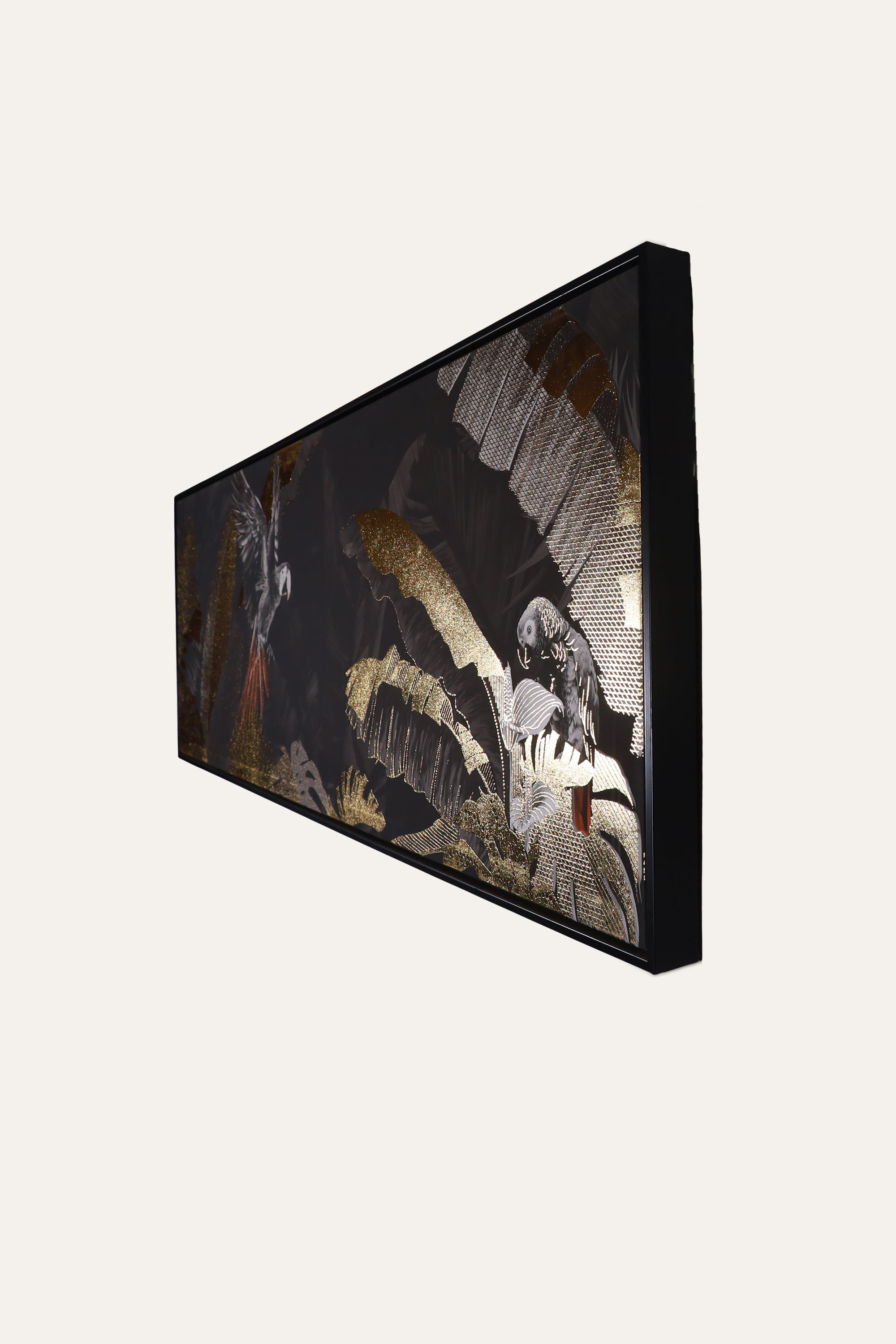 Hand-embossed Grey Parrot Oil Painting for Study Wall Decor