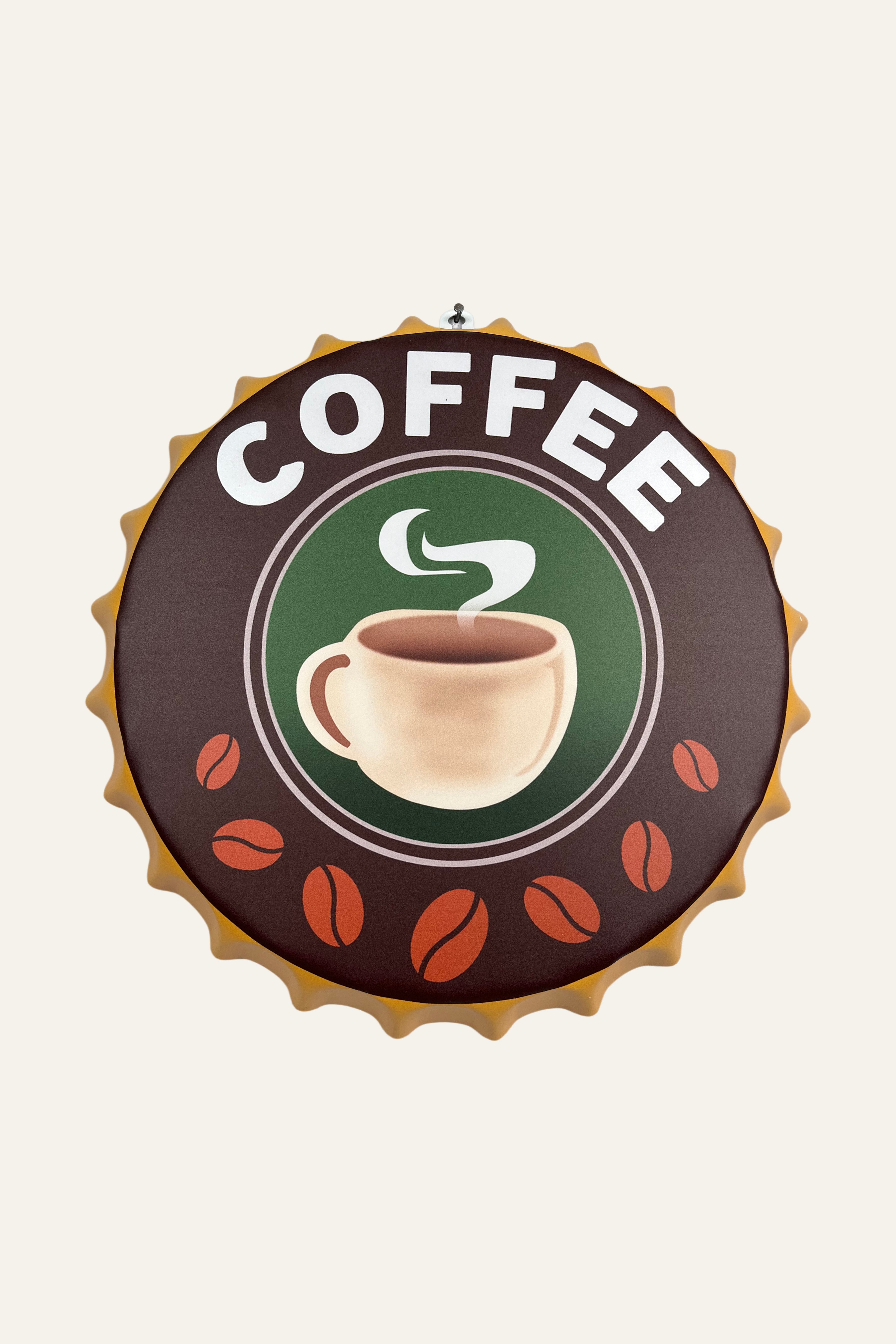 Coffee Bottle Cap Shaped Metal Wall Board