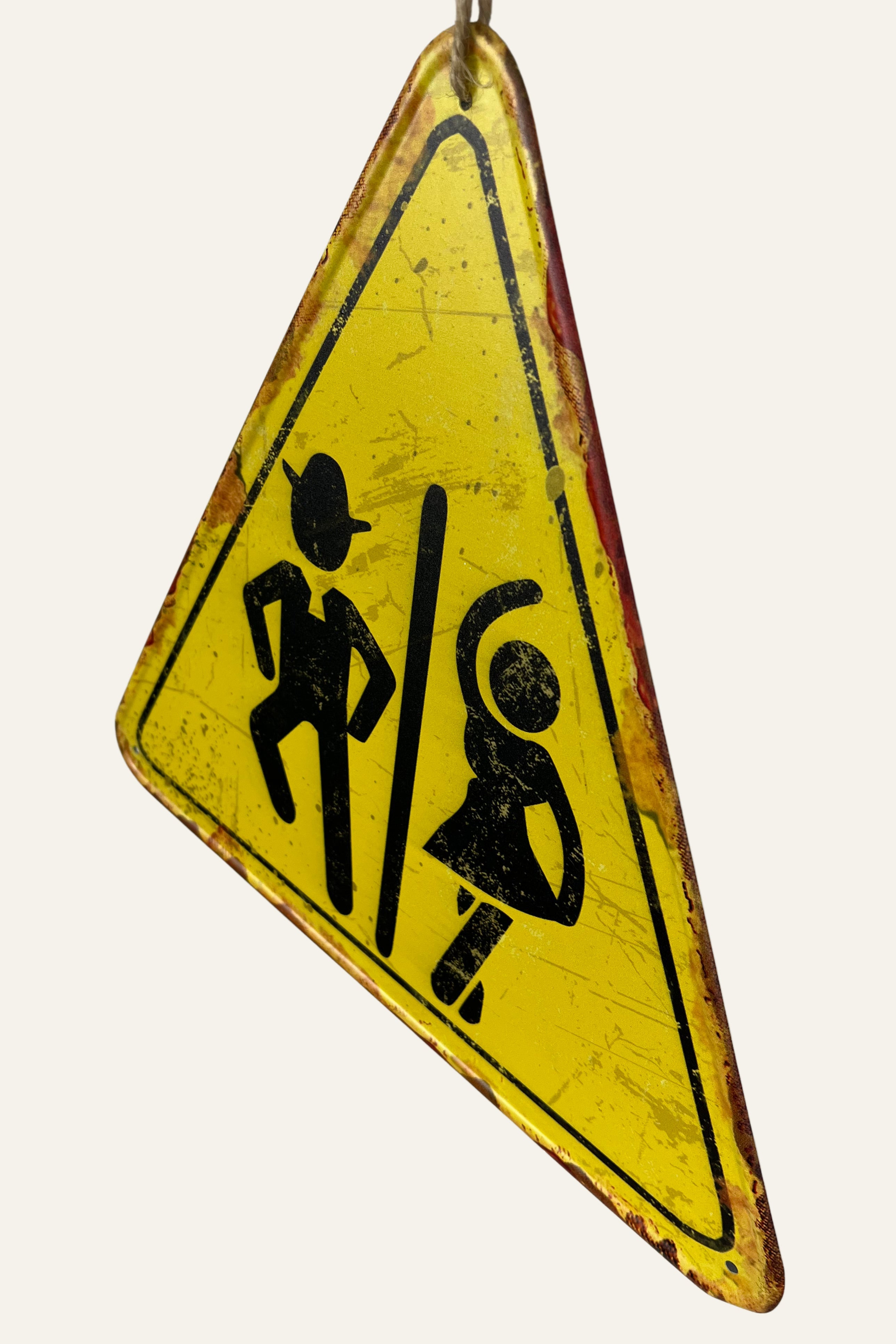 Vintage Metal Dancing Duo Warning Sign Wall Board