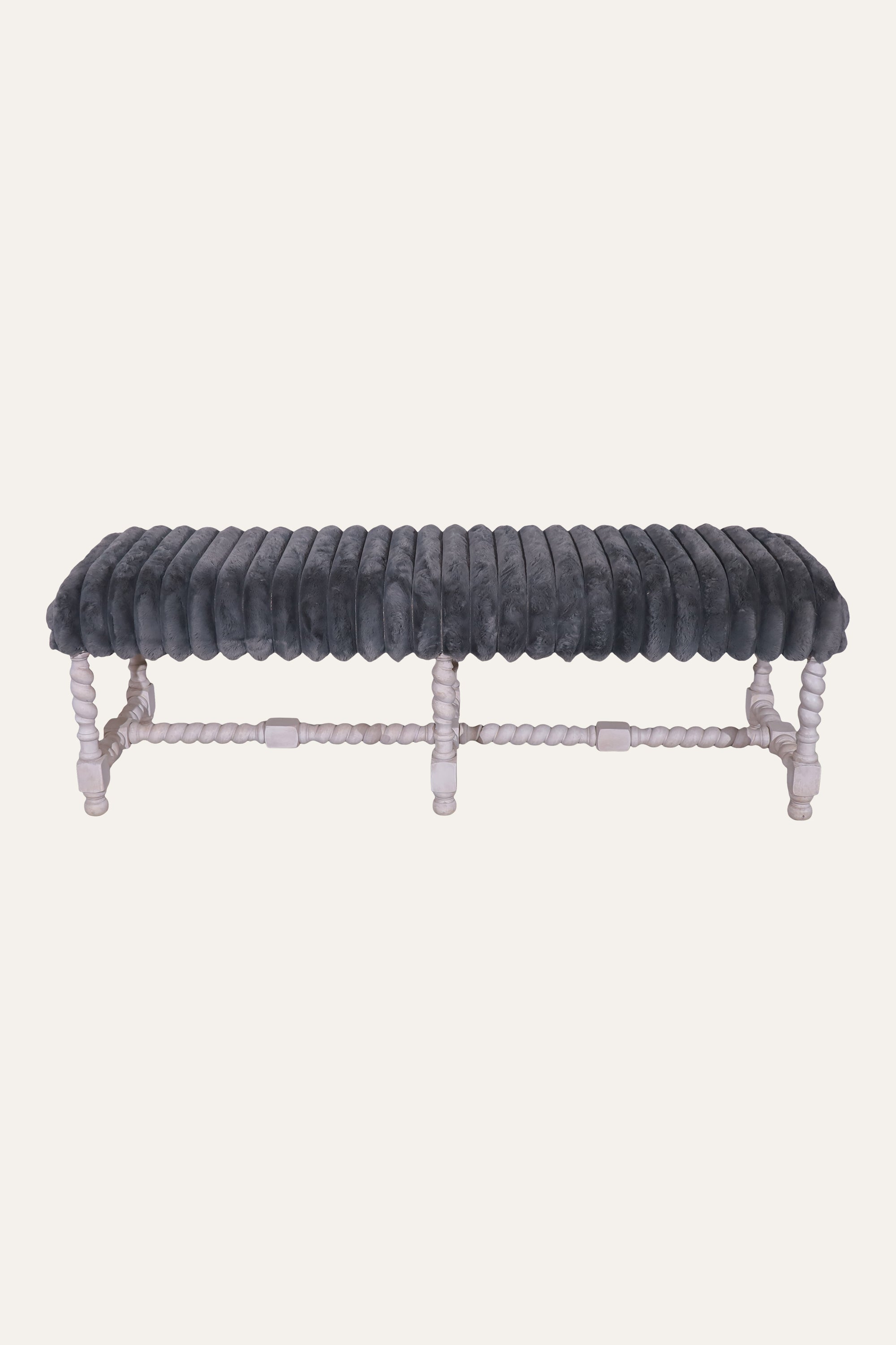 Grey Tufted Upholstered Bench for Bedroom