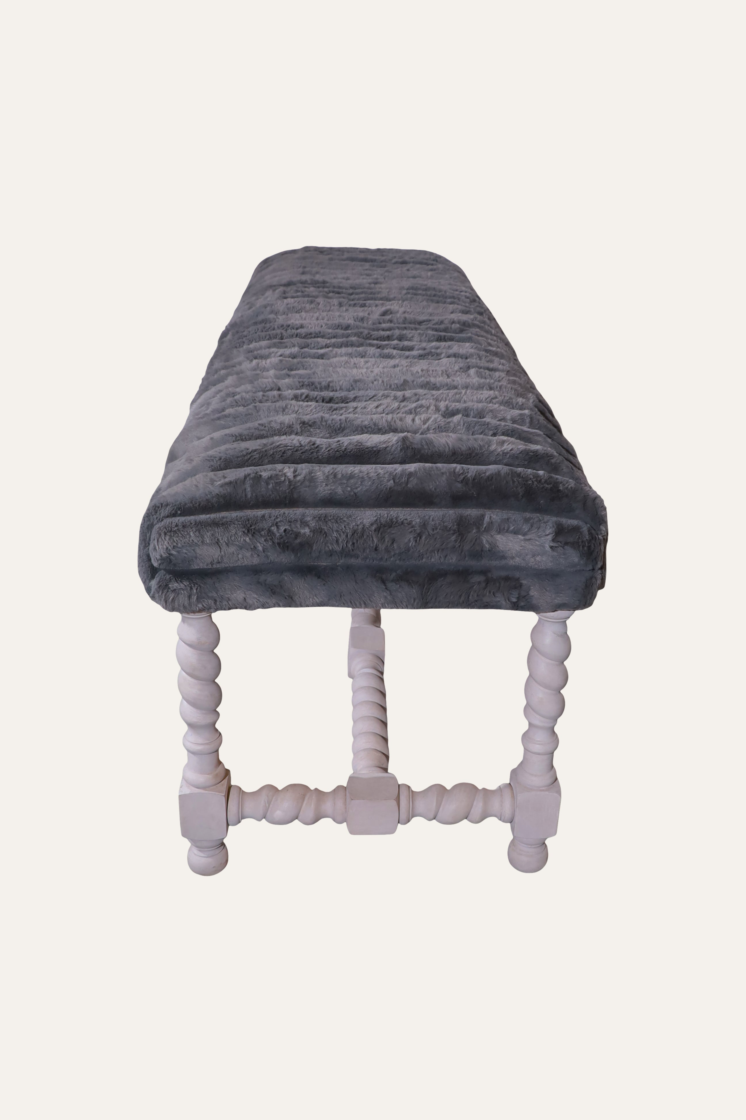 Grey Tufted Upholstered Bench for Bedroom