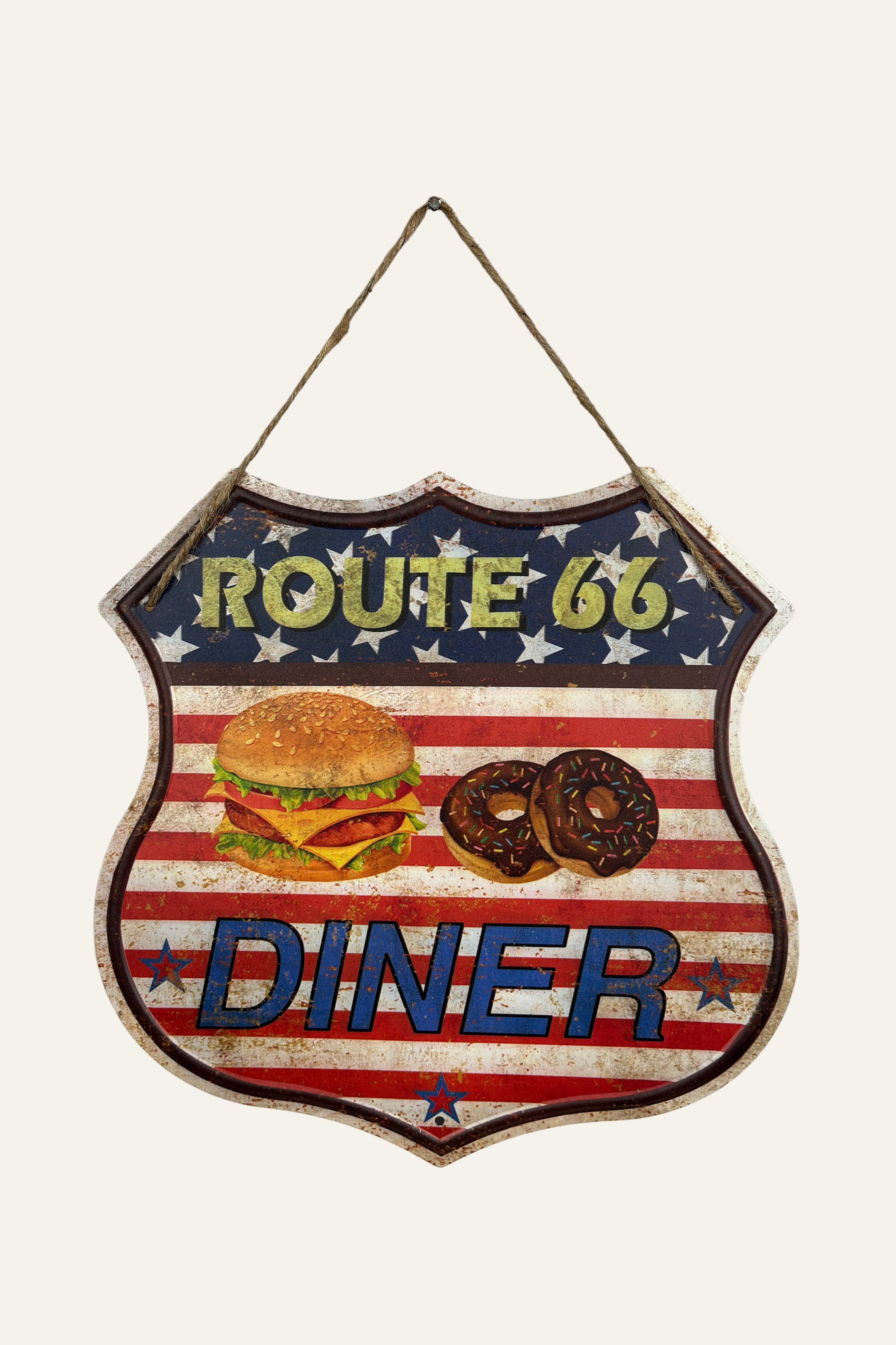 Route 66 Antique Diner Metal Wall Board