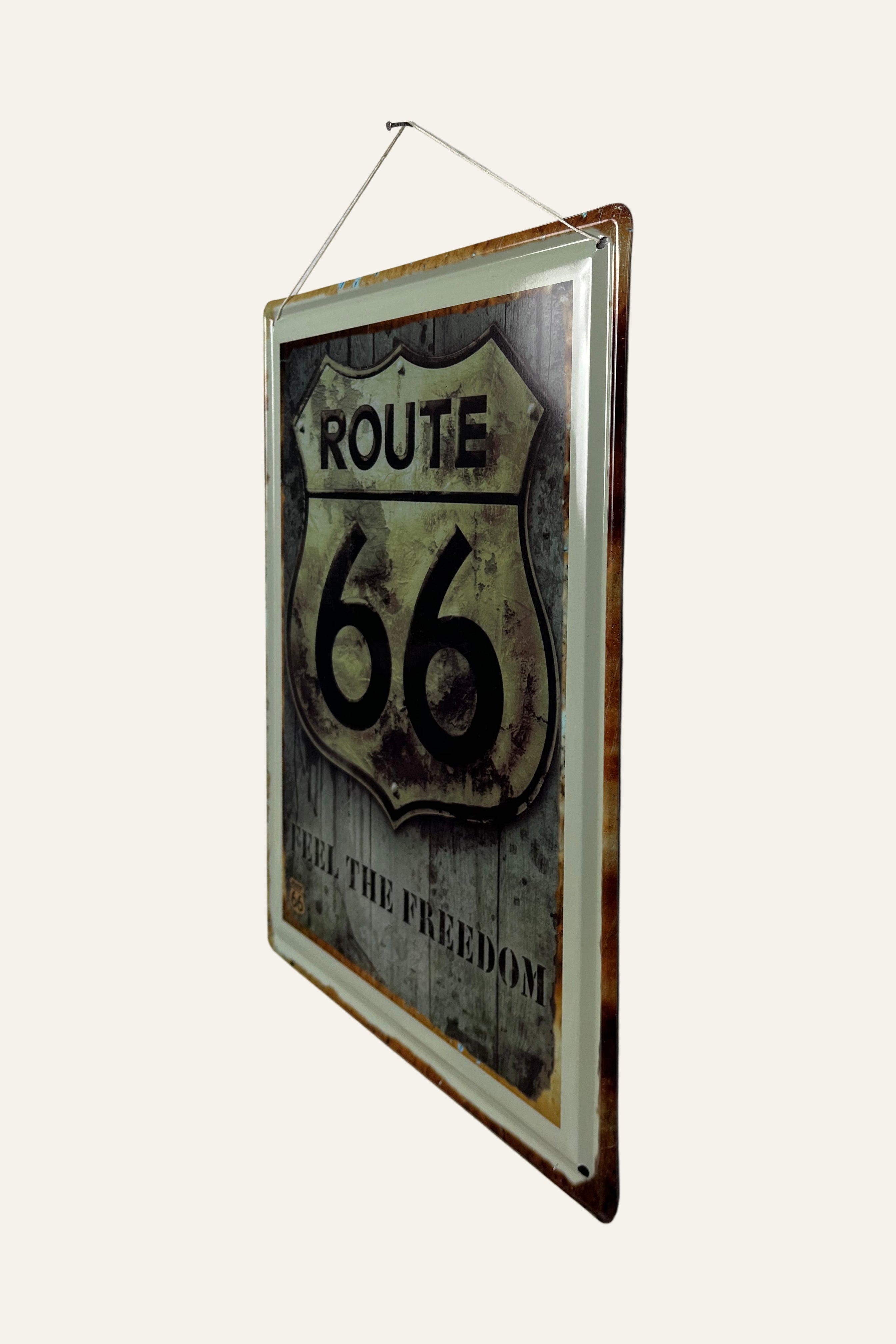 Route 66  Distressed Metal Sign Board