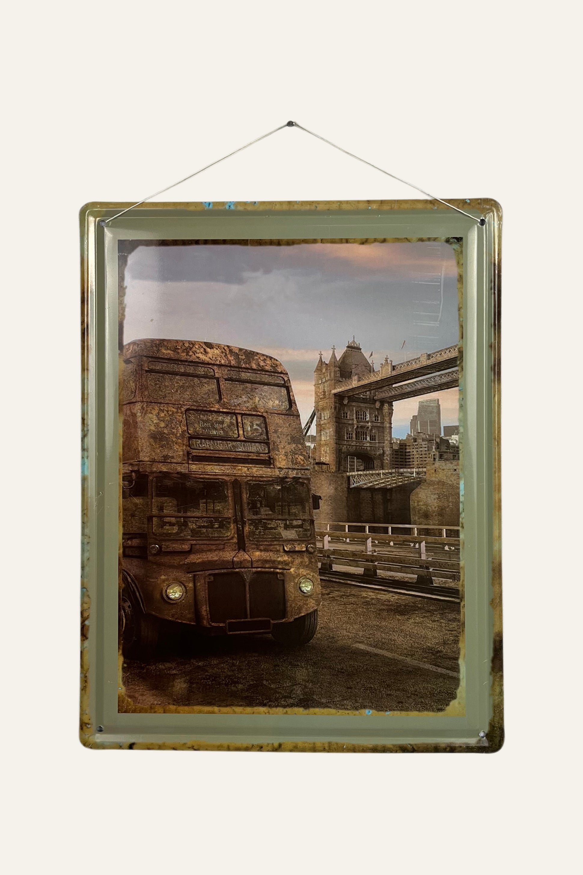 London Double Decker Bus Antique Metal Wall Board