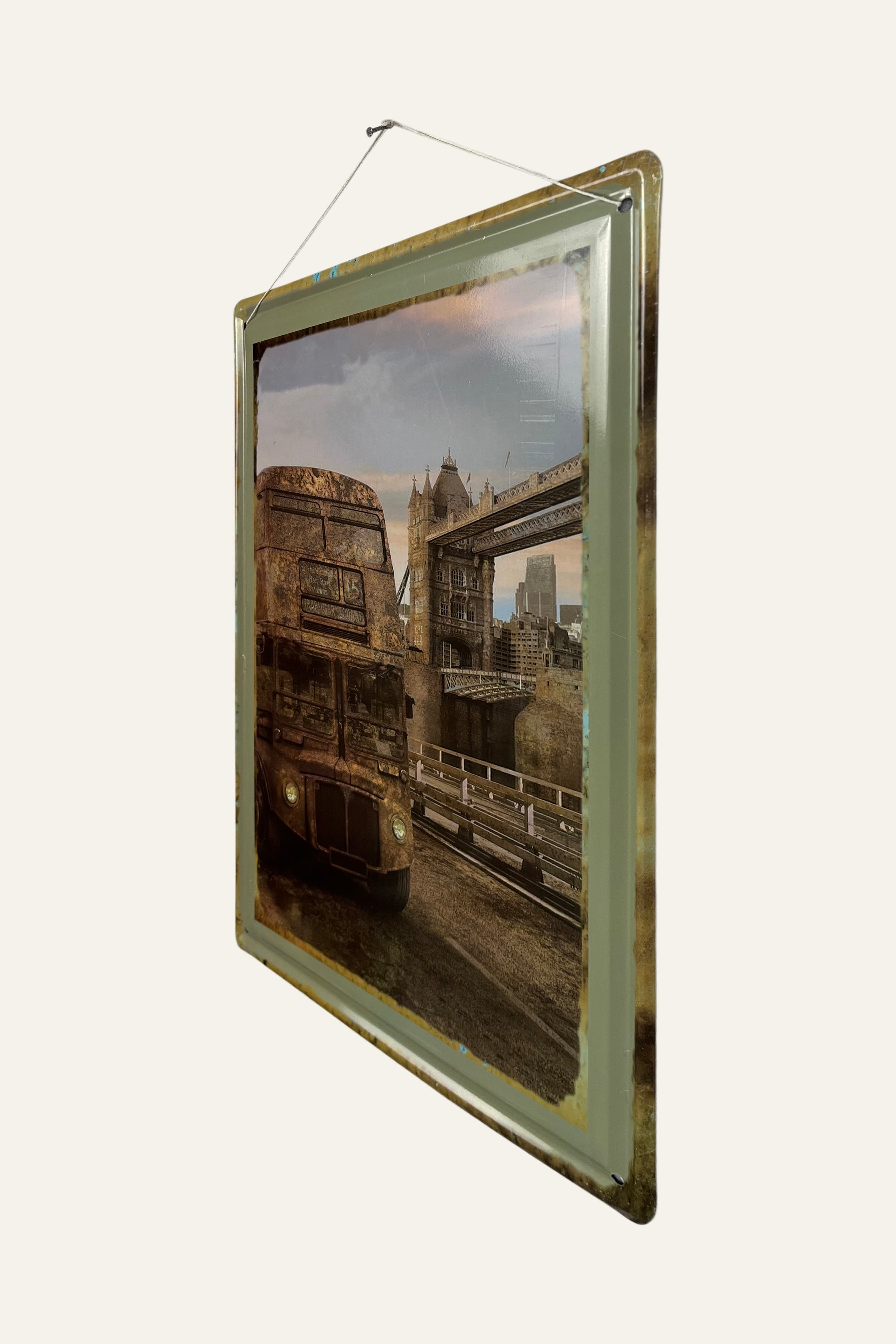 London Double Decker Bus Antique Metal Wall Board