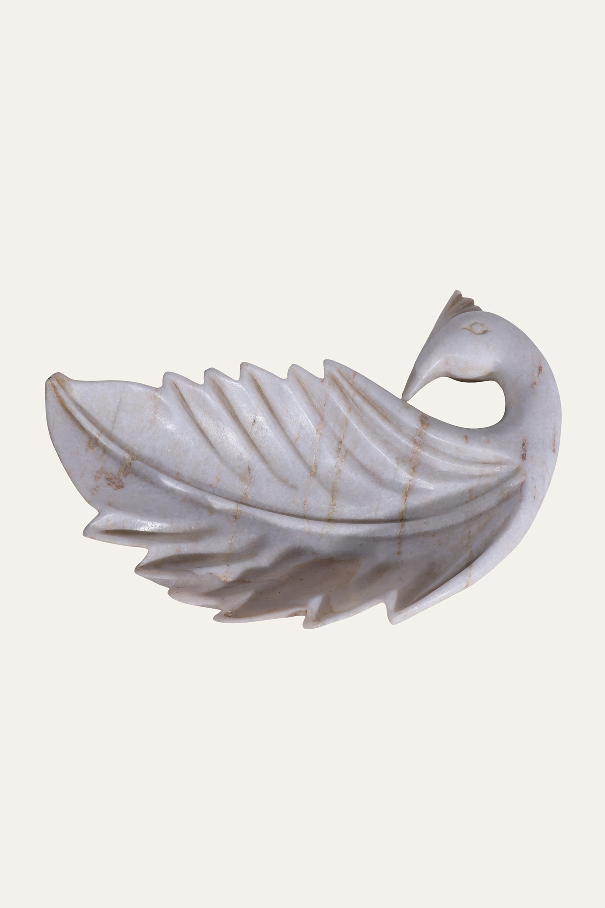 White Peacock Urli Decorative Tray for Table Styling