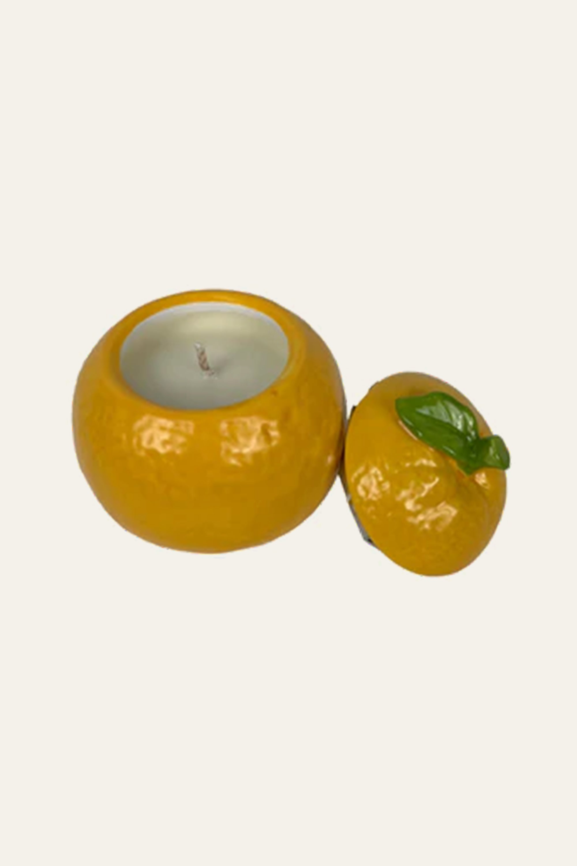 Orange Shaped Soy Wax Scented Candle with Leaf Lid