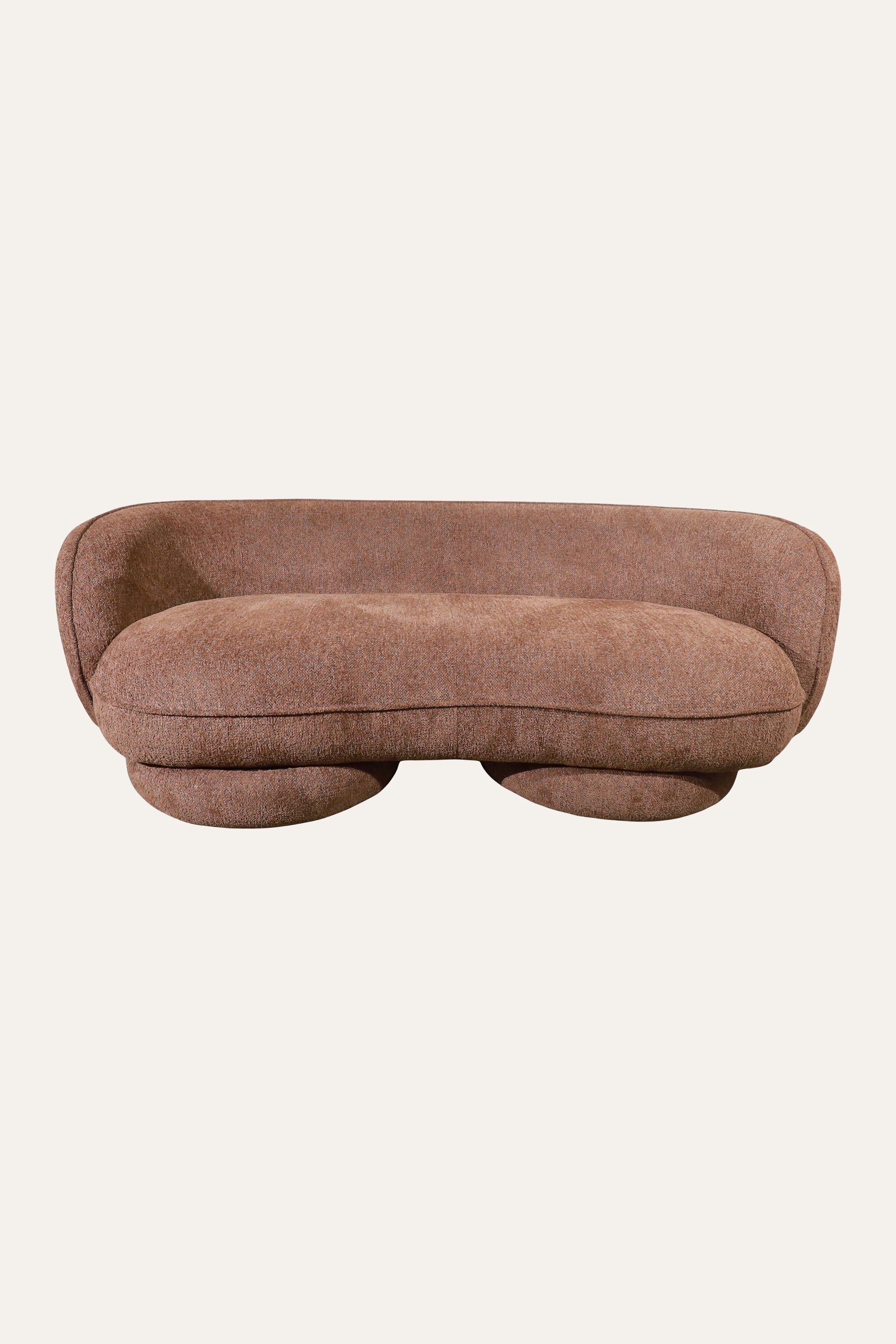 Curved Brown Upholstered Textured Sofa for Office Reception