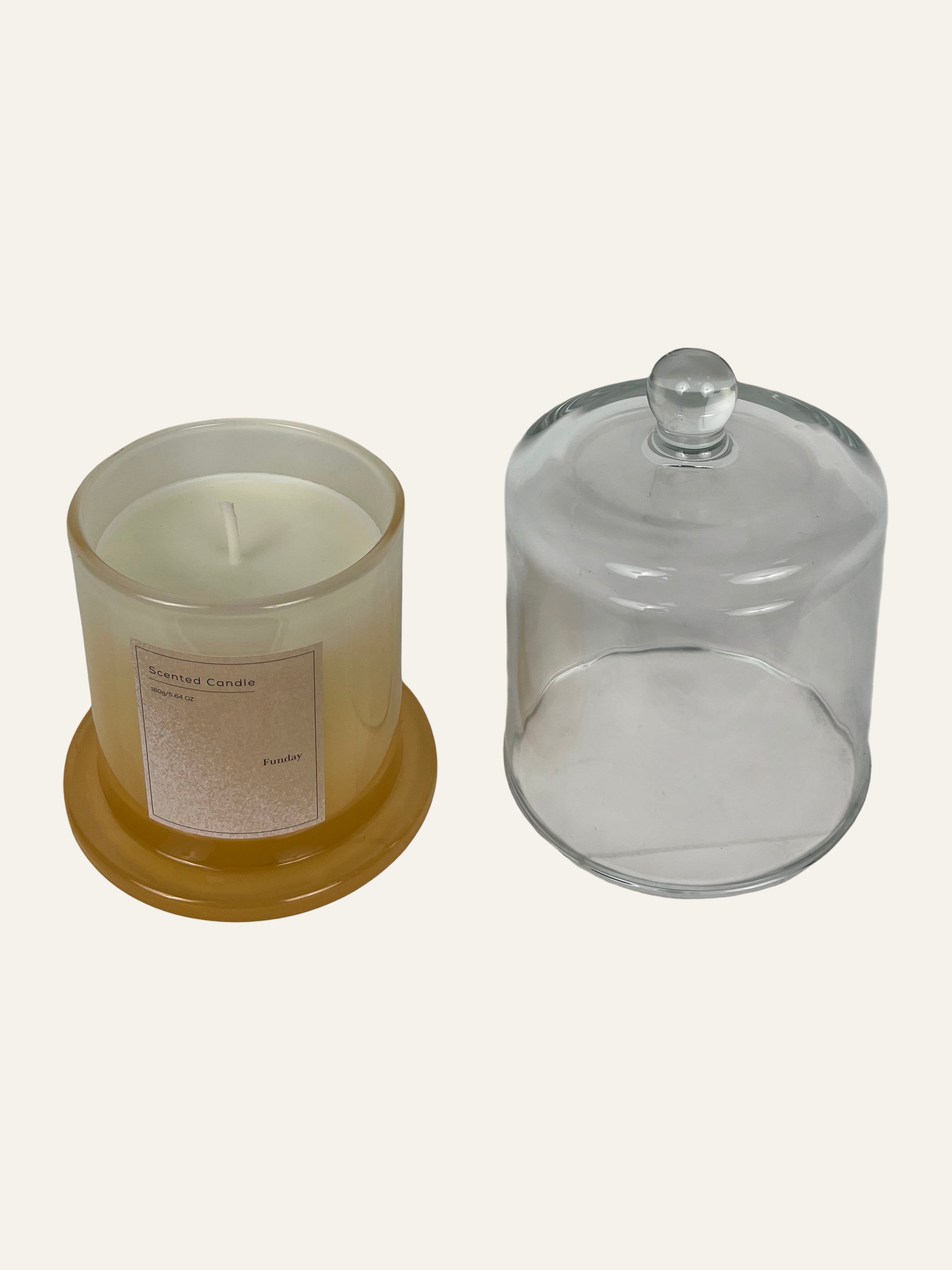 Amber Scented Soywax Candle with Cloche