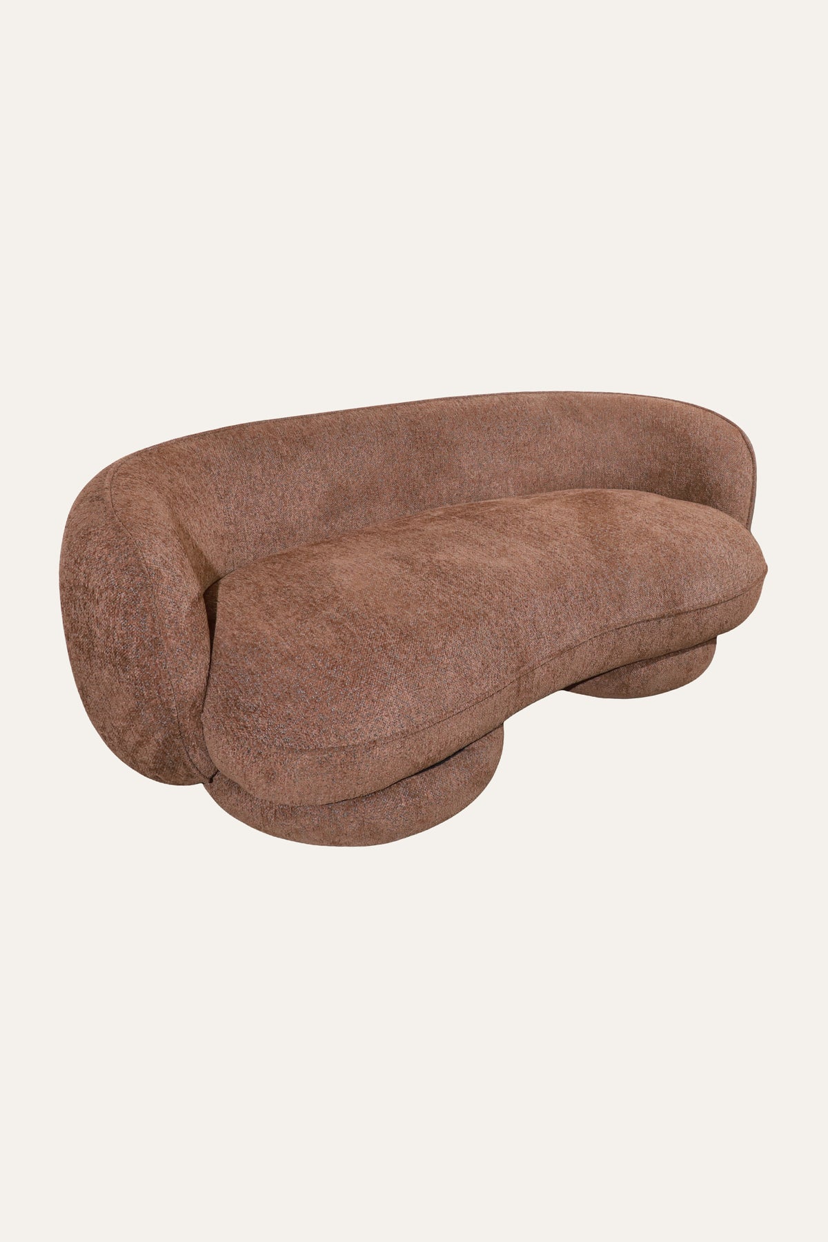Curved Brown Upholstered Textured Sofa for Office Reception