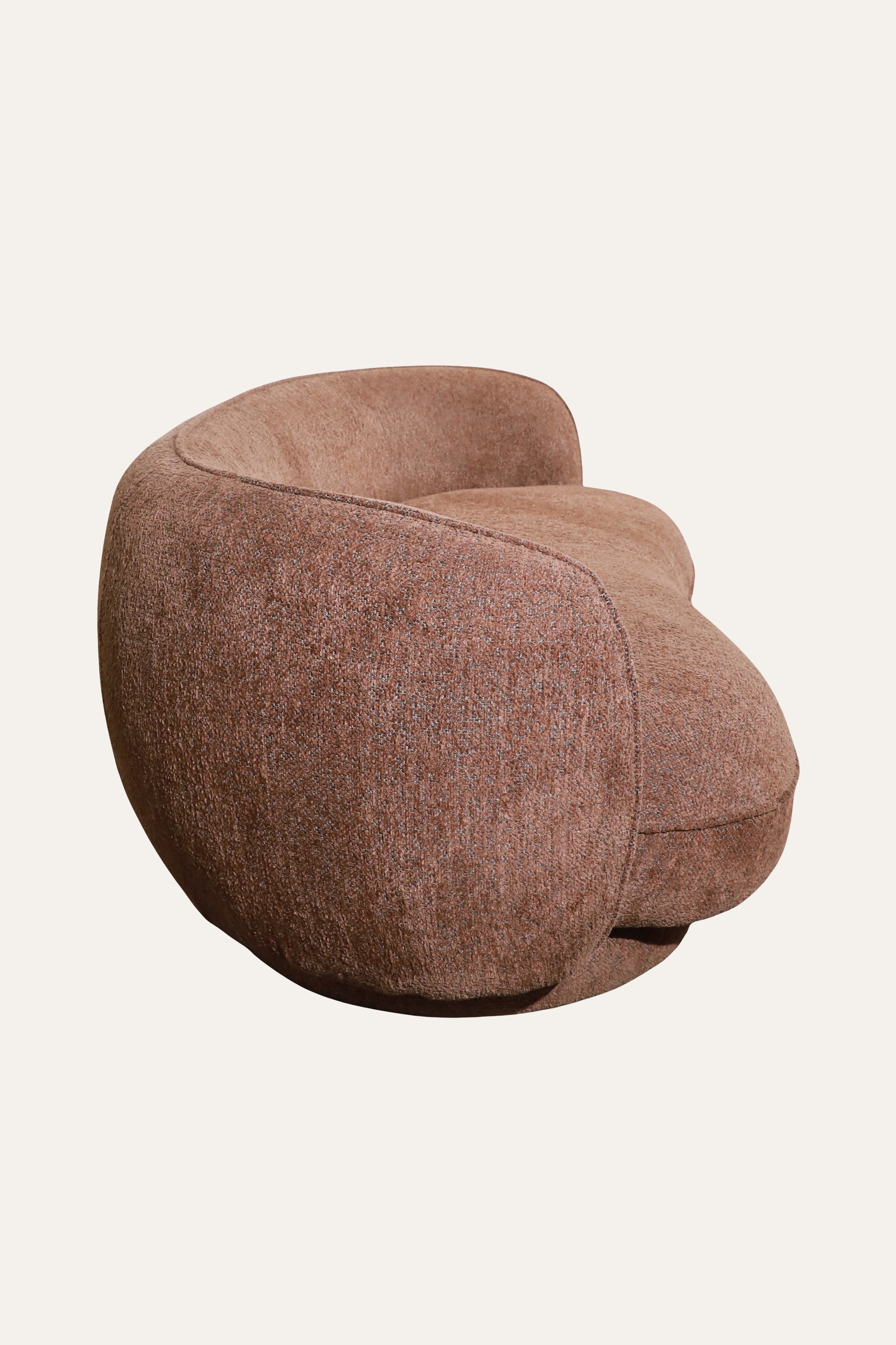 Curved Brown Upholstered Textured Sofa for Office Reception