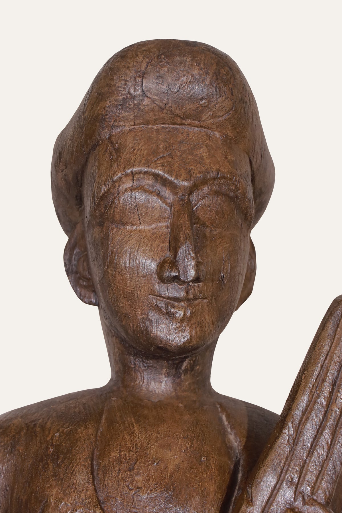 Carved Seated Indian Musician Sculpture for Console & Study Decor