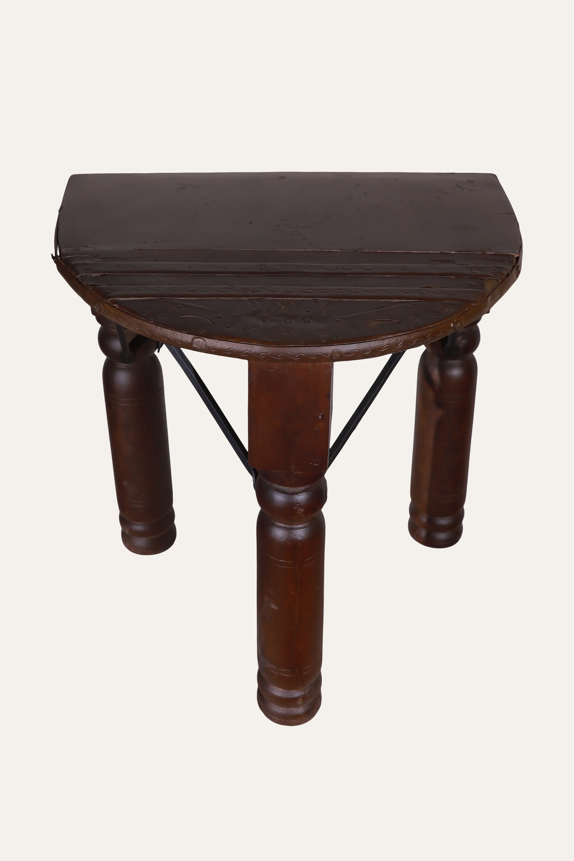Half Round Wood Side Table for Living Room & Sofa Side