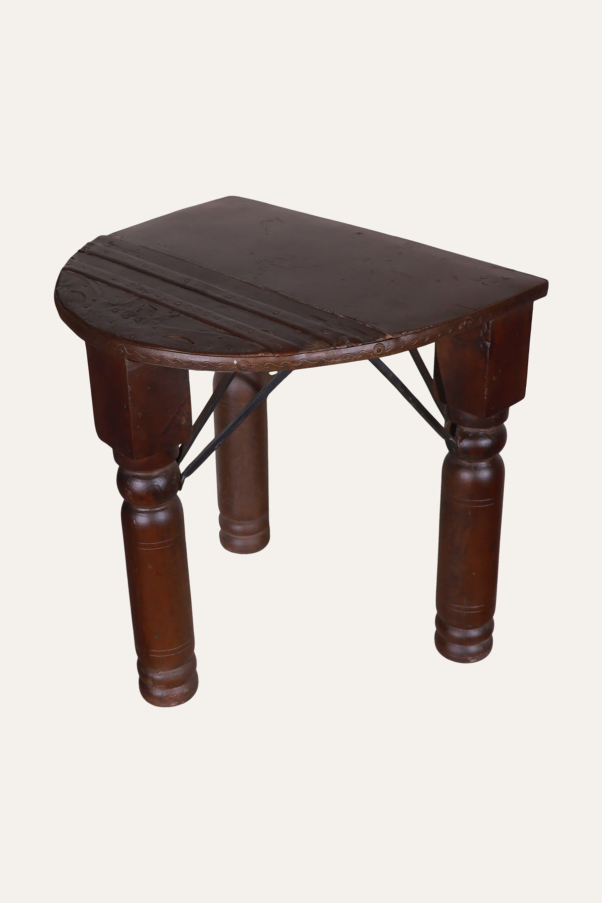 Half Round Wood Side Table for Living Room & Sofa Side