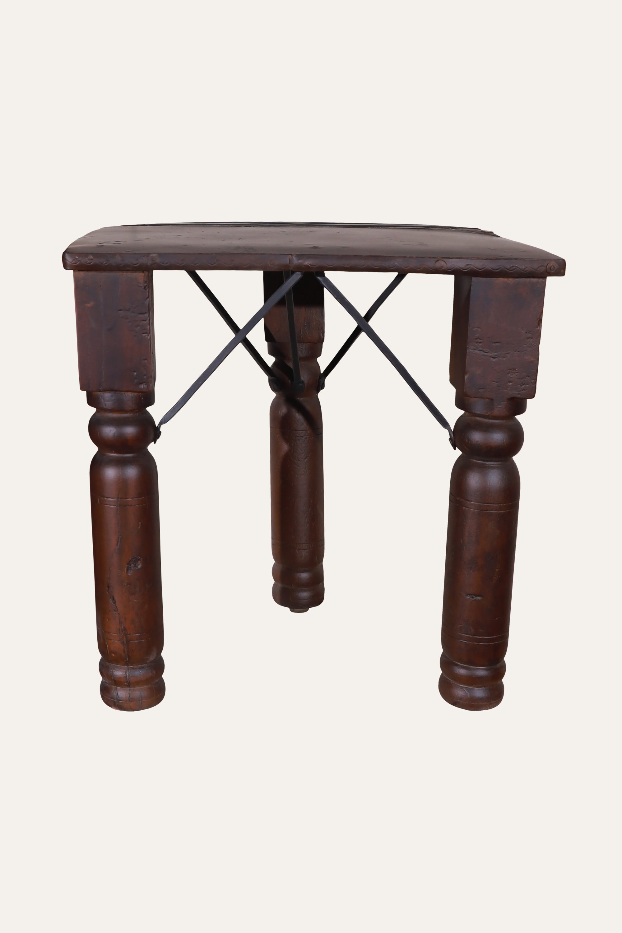 Half Round Wood Side Table for Living Room & Sofa Side