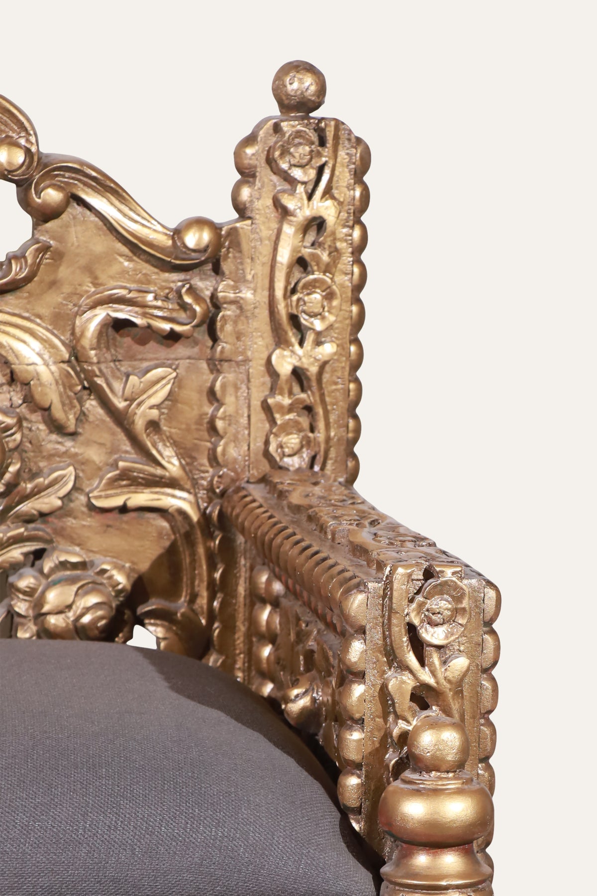 Ornate Gold-Tone Carved Settee for Living Room Seating