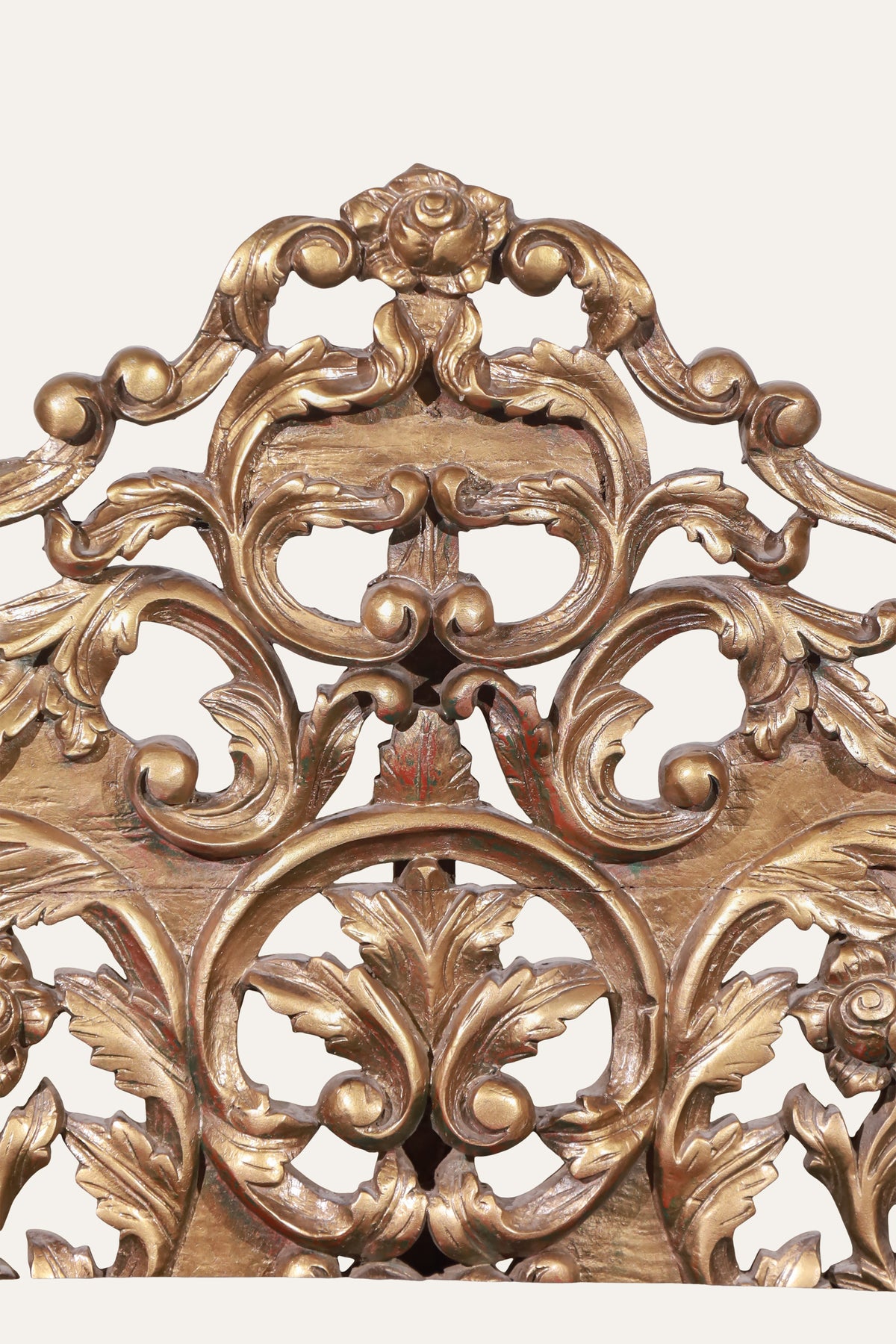 Ornate Gold-Tone Carved Settee for Living Room Seating