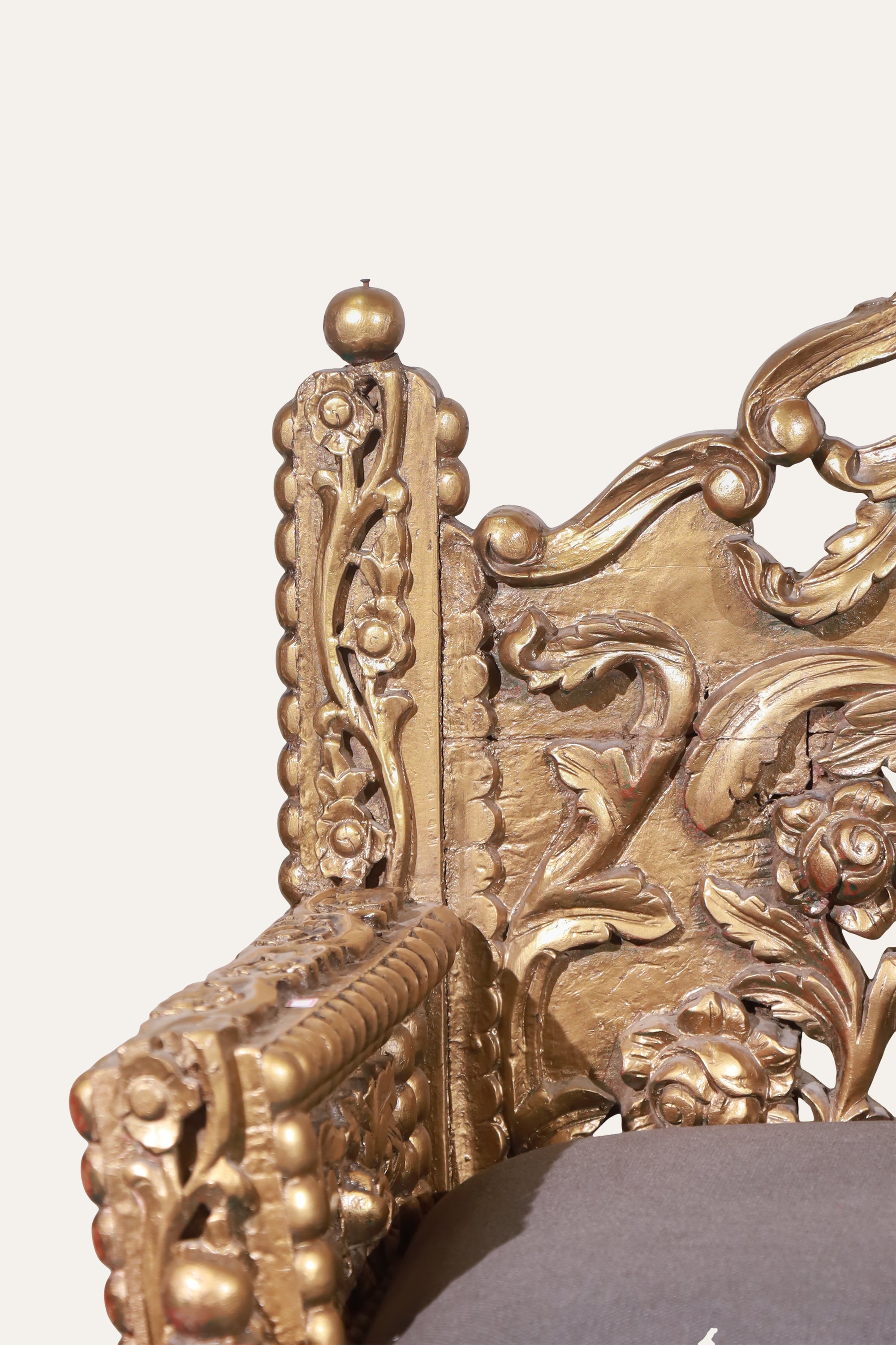 Ornate Gold-Tone Carved Settee for Living Room Seating
