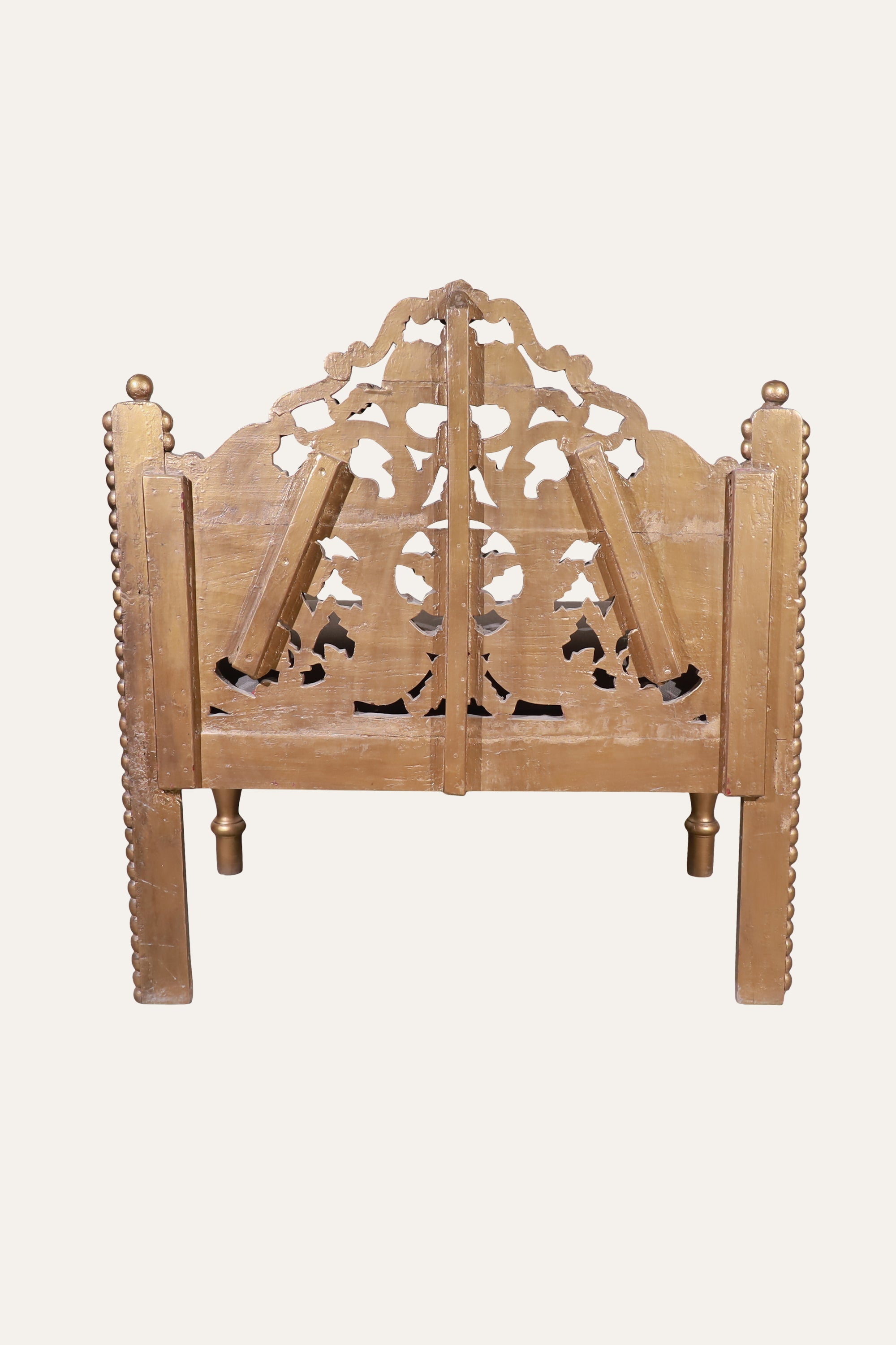 Ornate Gold-Tone Carved Settee for Living Room Seating
