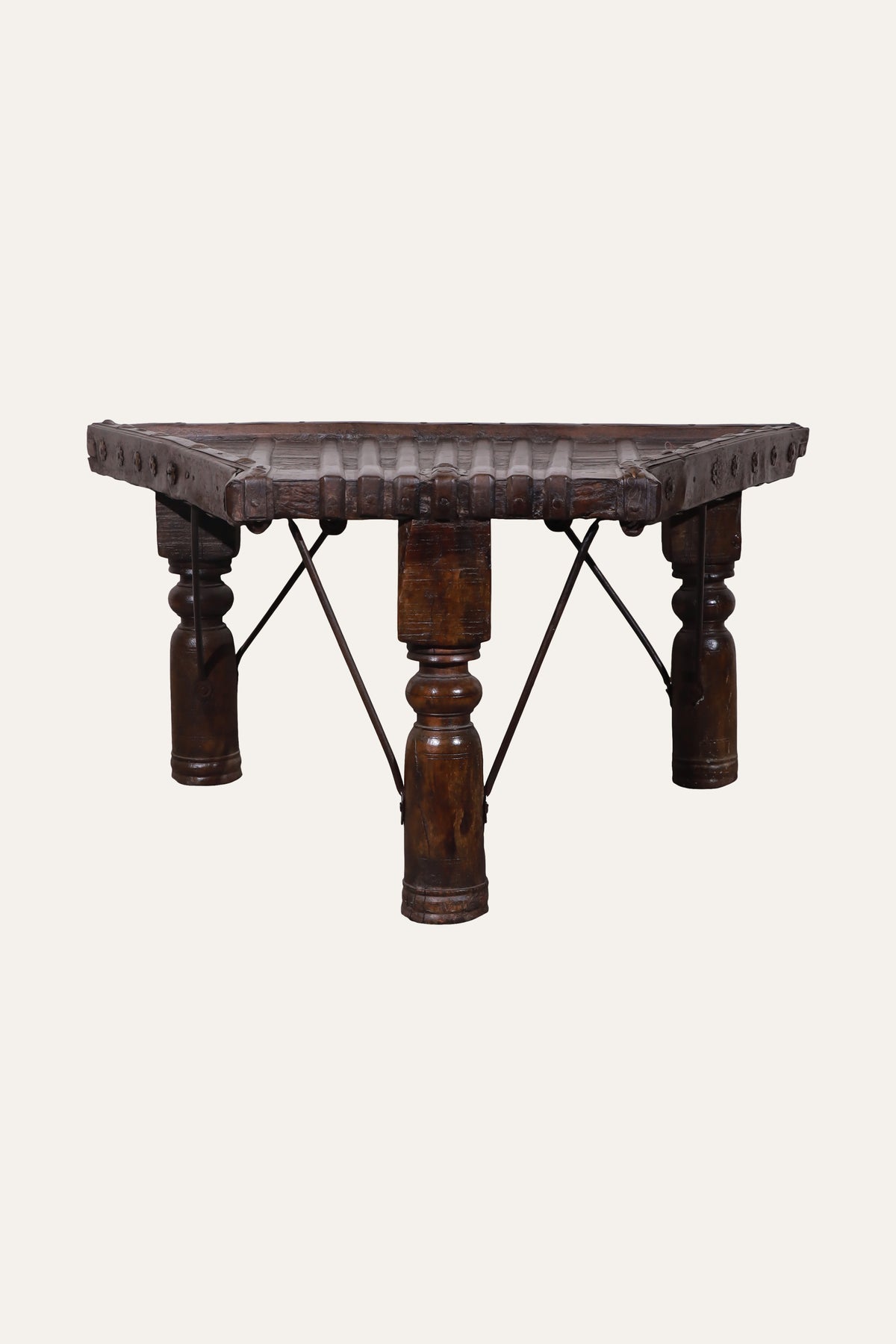 Heritage Style Carved Wood Side Table for Living Room & Foyer