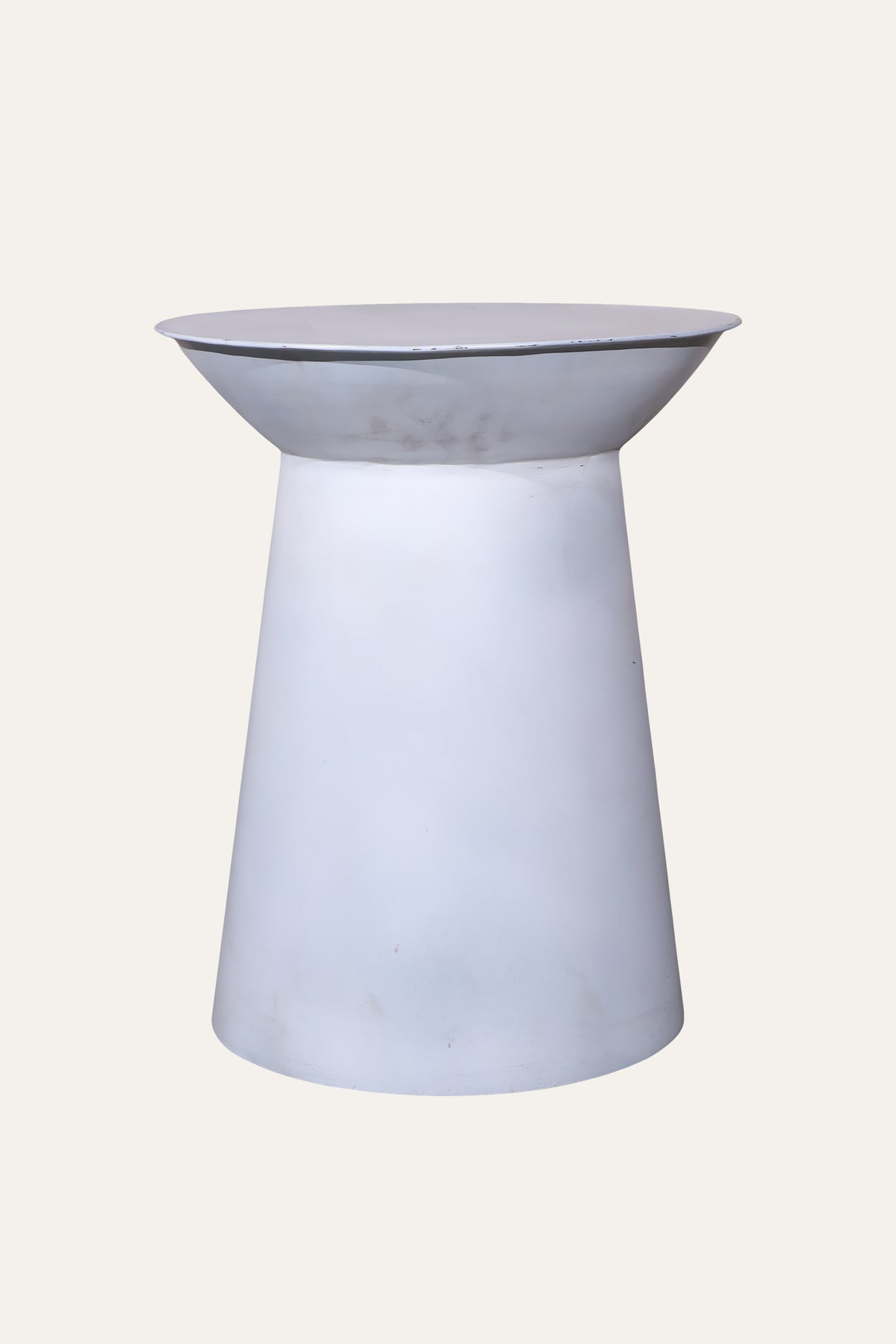 White Sculptural Pedestal Side Table with Round Top