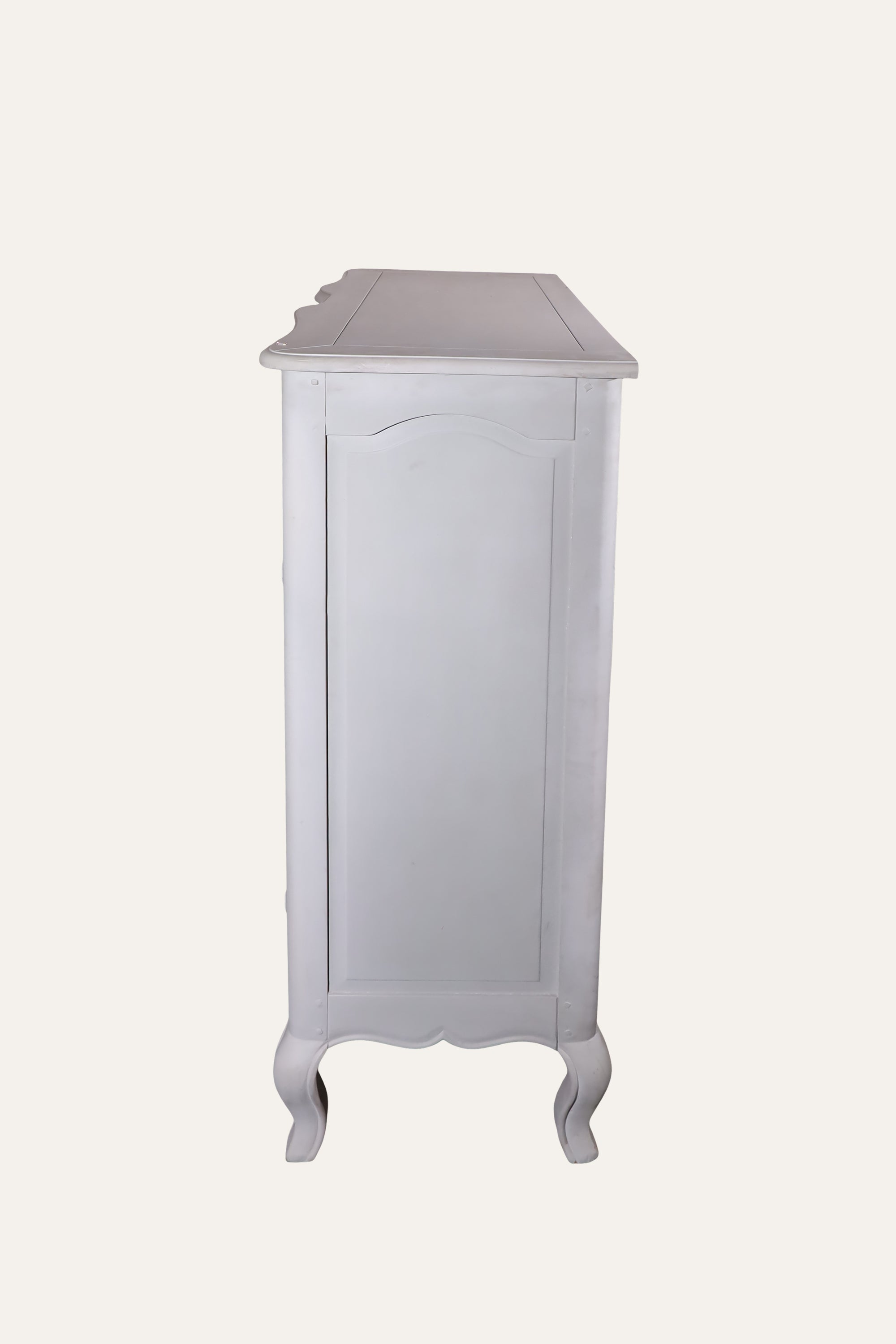 French Style White Wooden 3-Drawer Cabinet with Double-Door Storage