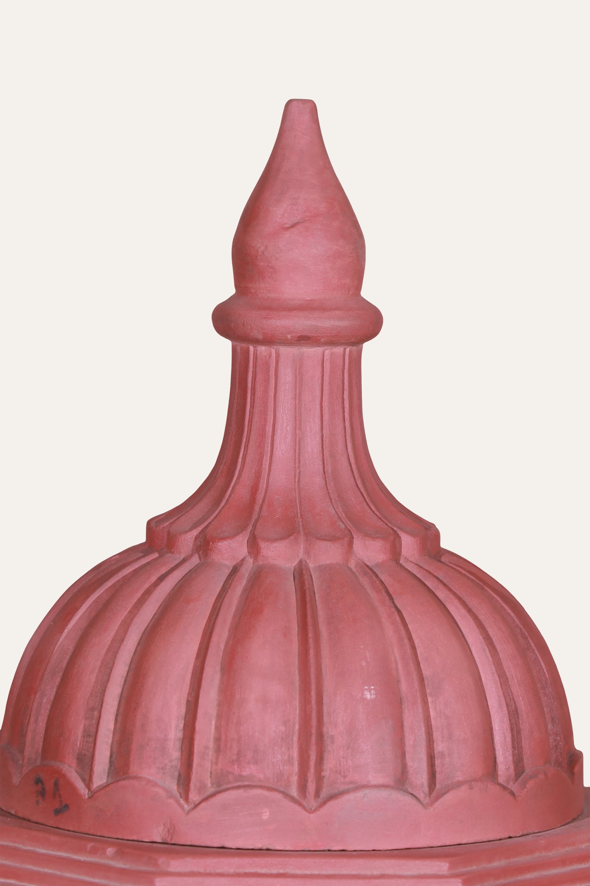 Tall Rajasthani Style Pink Carved Garden Lamp with Jali Panels