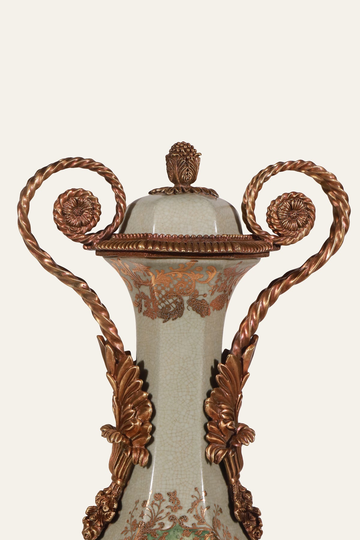 Handpainted Tall Floral Porcelain Vase for Console Tables