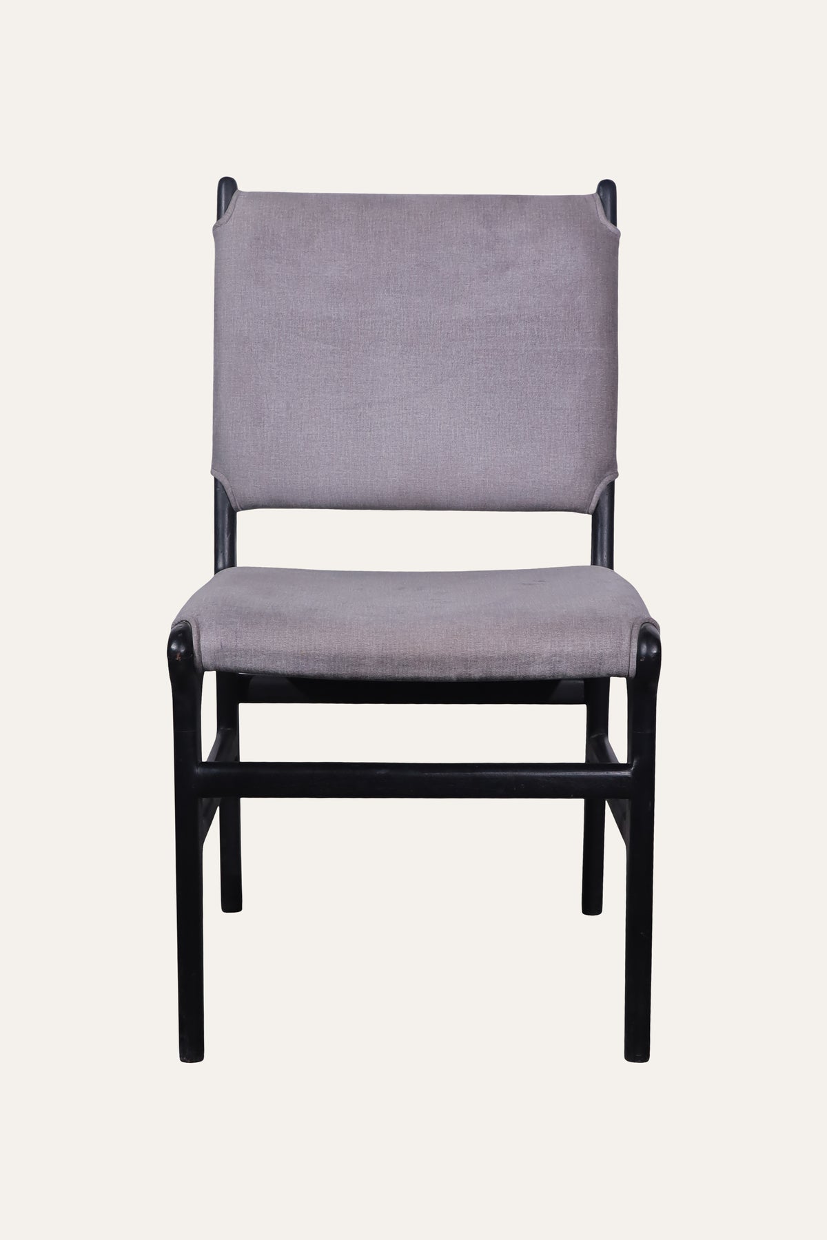Grey Upholstered Dining Chair with Black Wooden Frame