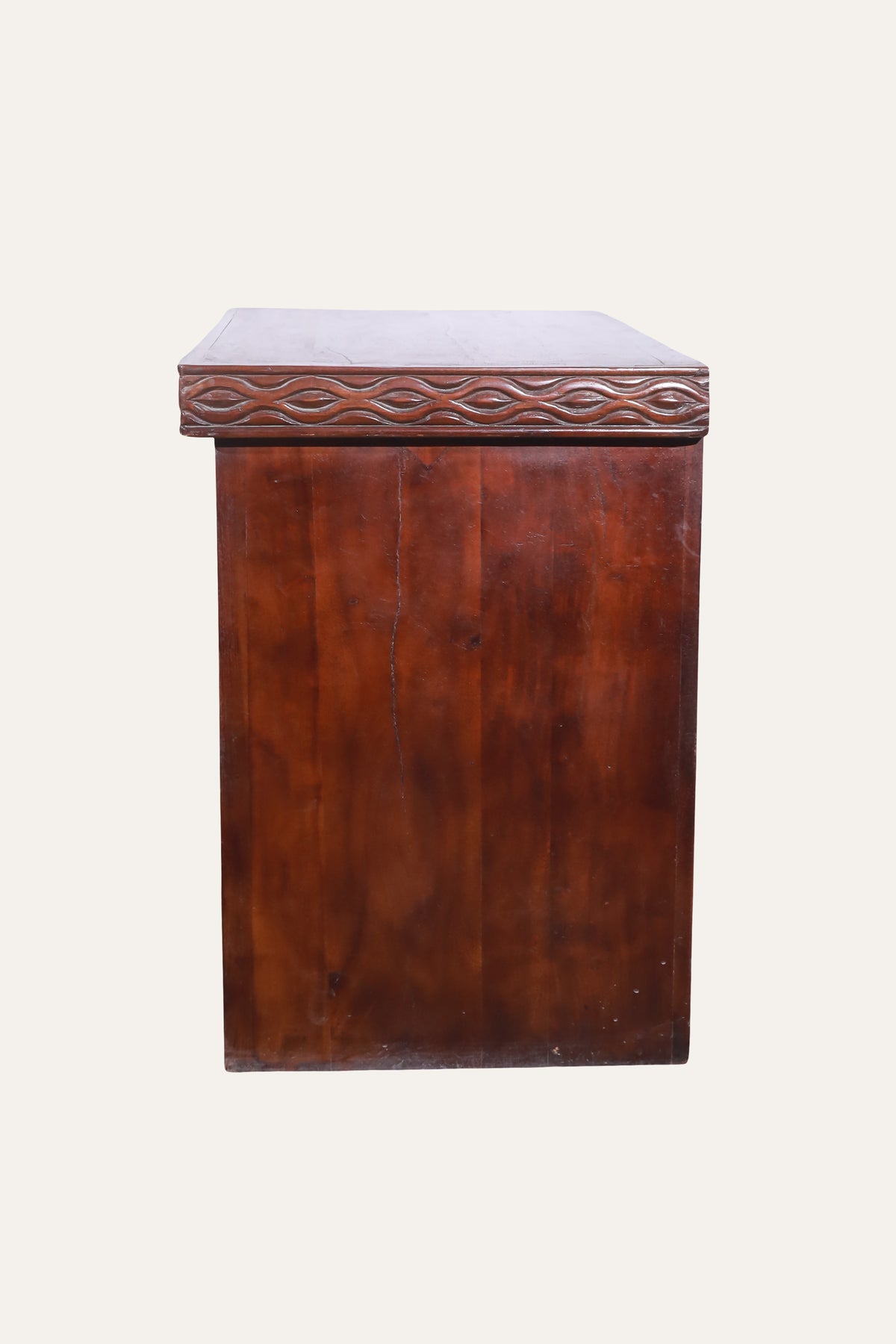 Hand-Carved Indian Traditional Style 1-Drawer Bedside Table with Cabinet Storage