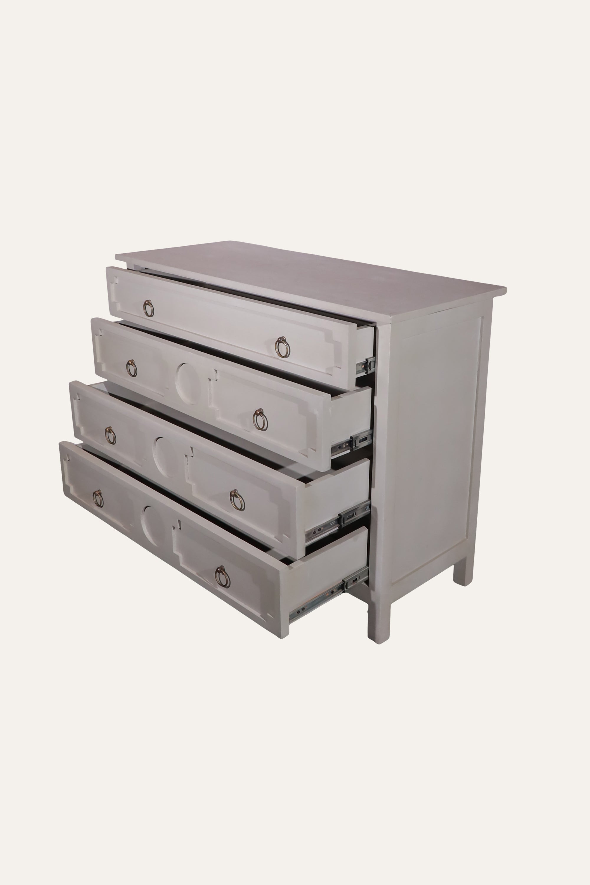 Muted Cream 4-Drawer Wooden Chest of Drawers for Office Spaces