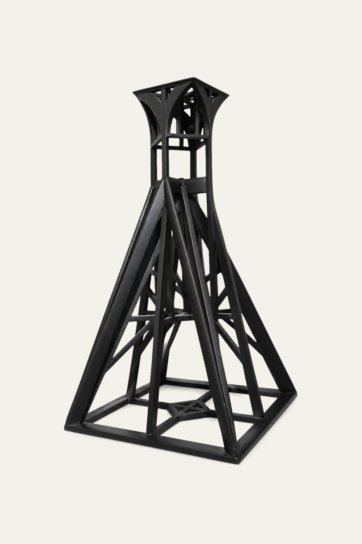 Black Architectural Tower Lantern Decorative Object