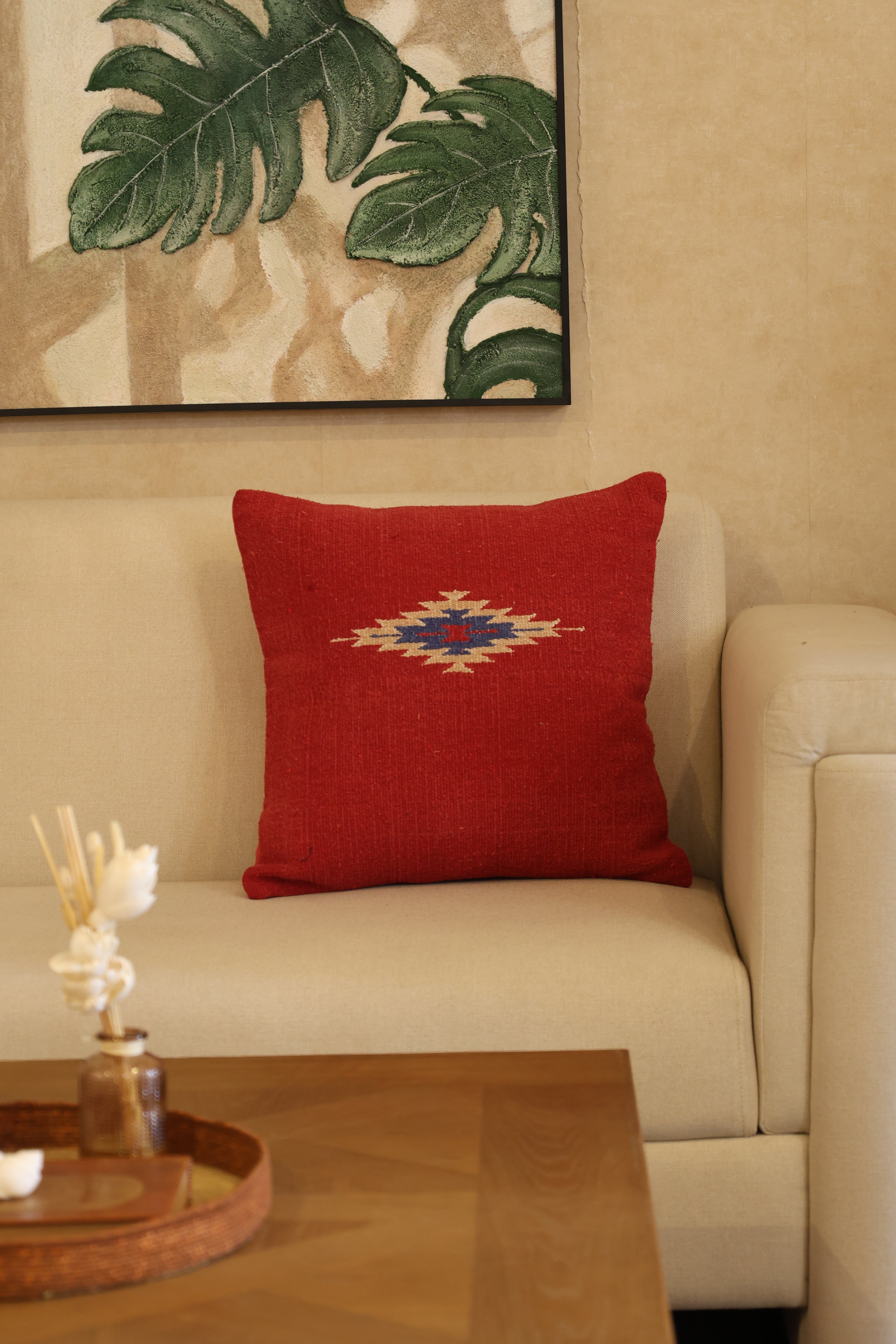 Red kilim cushion cover