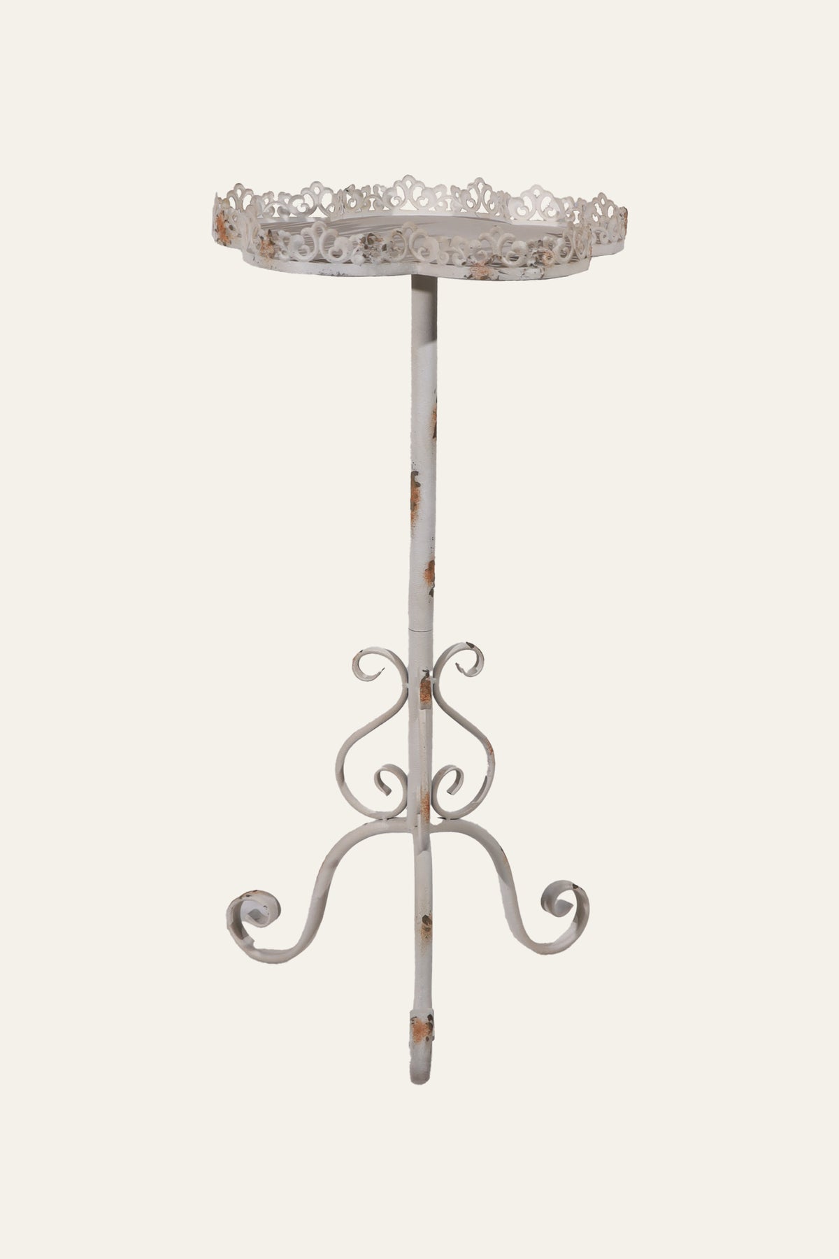 White Scrollwork Pedestal Plant & Display Stand