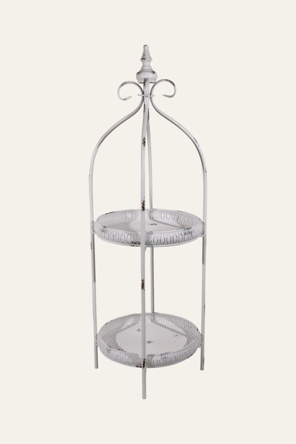 White  2-Tier Scrollwork Display Shelf for Entryway Decor