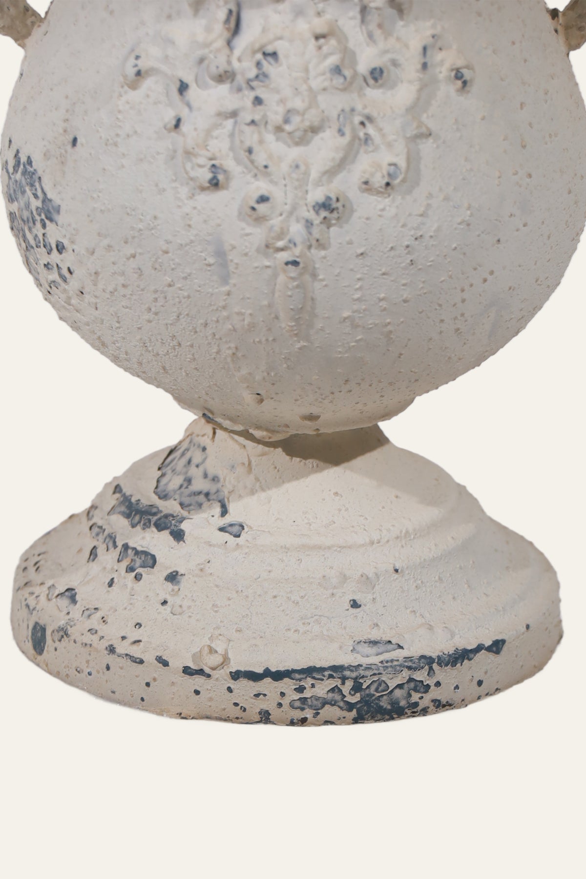 Antique White Baroque Flanged Urn Planter
