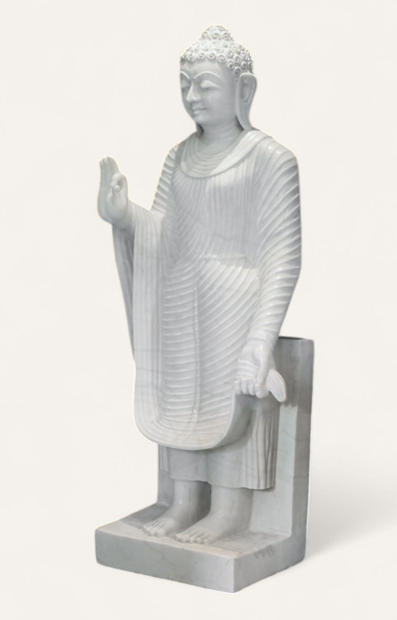 Elegant Marble Buddha Statue – Handcrafted White Idol