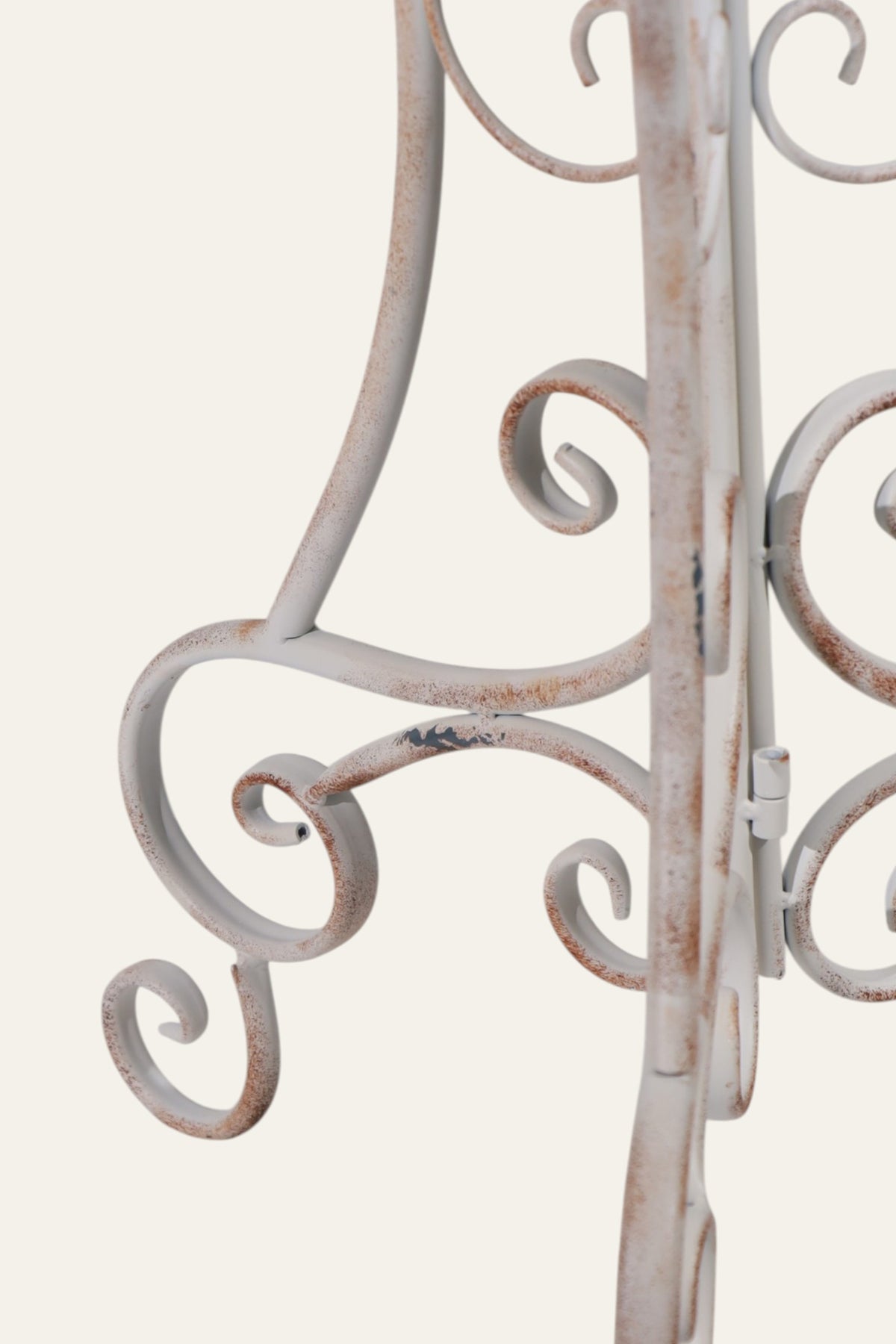 Round Scroll-Leg Side Table in Distress Finish