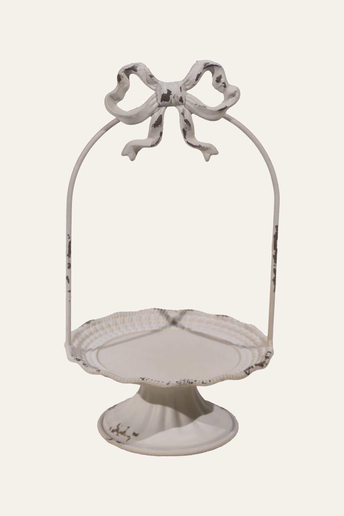 Ivory Bow-Handle Pedestal Tray for High Tea Display