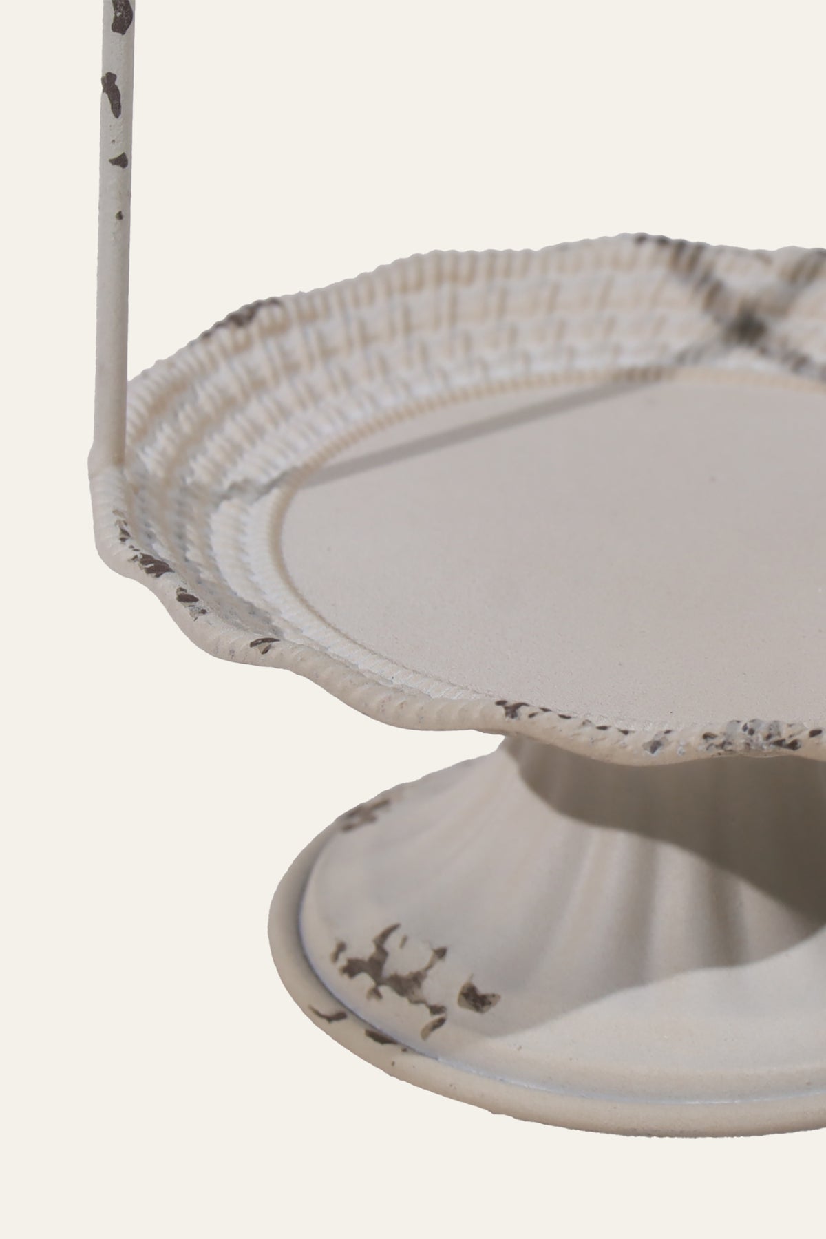 Ivory Bow-Handle Pedestal Tray for High Tea Display
