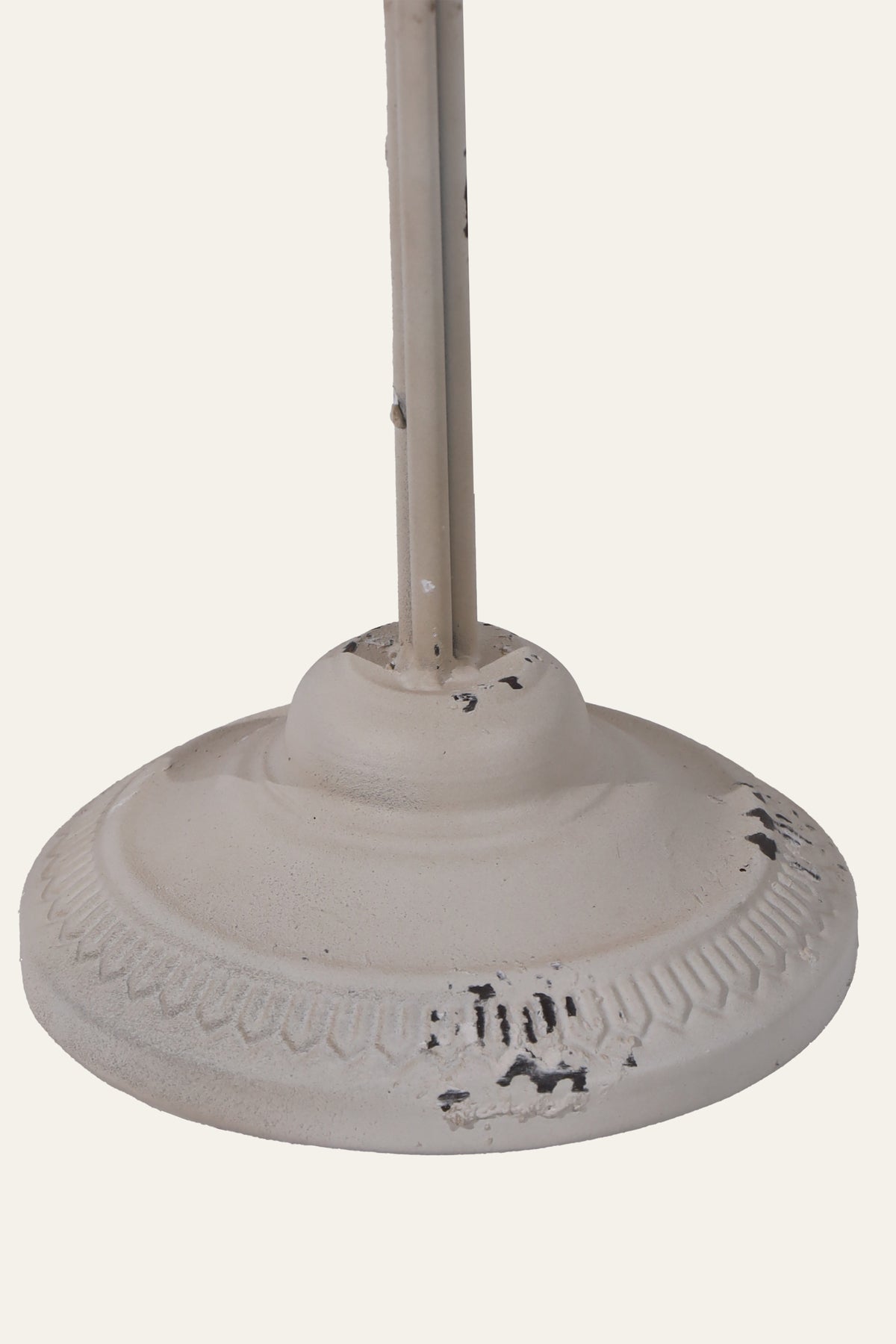 Antique 3-Lantern Standing Candle Stand on Round Pedestal