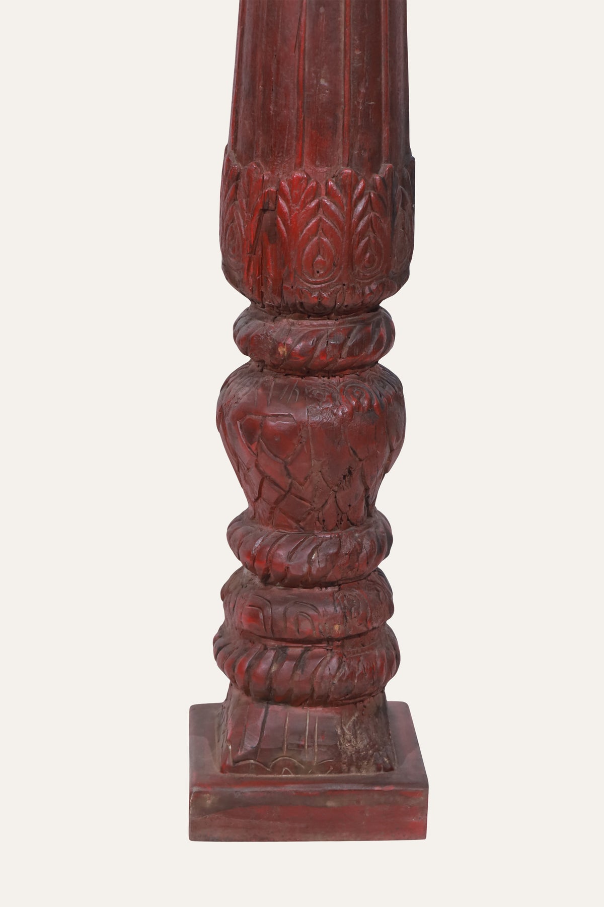 Indian Folk Art Wooden Doll on Carved Column