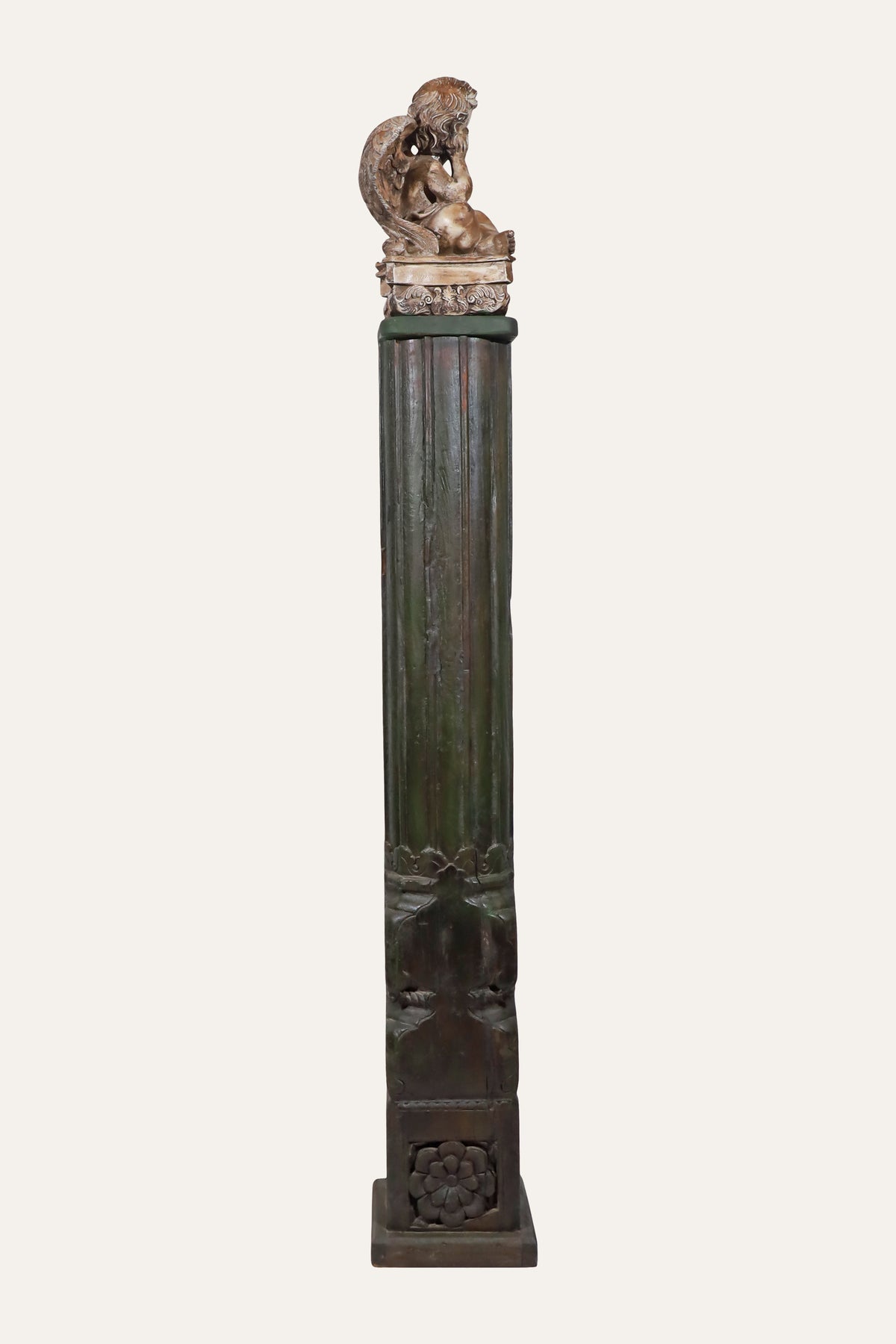 Vintage Cherub Angel Figurine on Column Pedestal