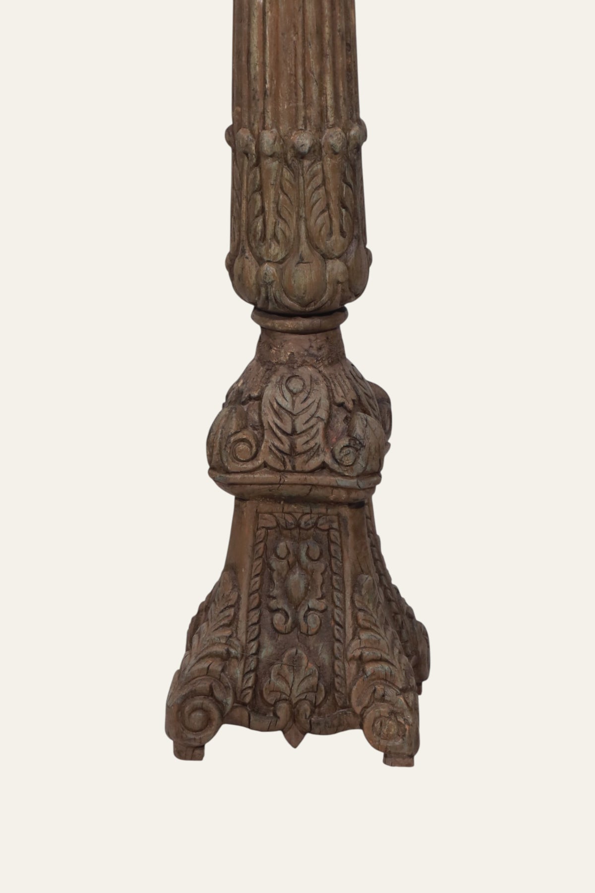 Tall Fluted Carved Candle Pedestal for Living Areas