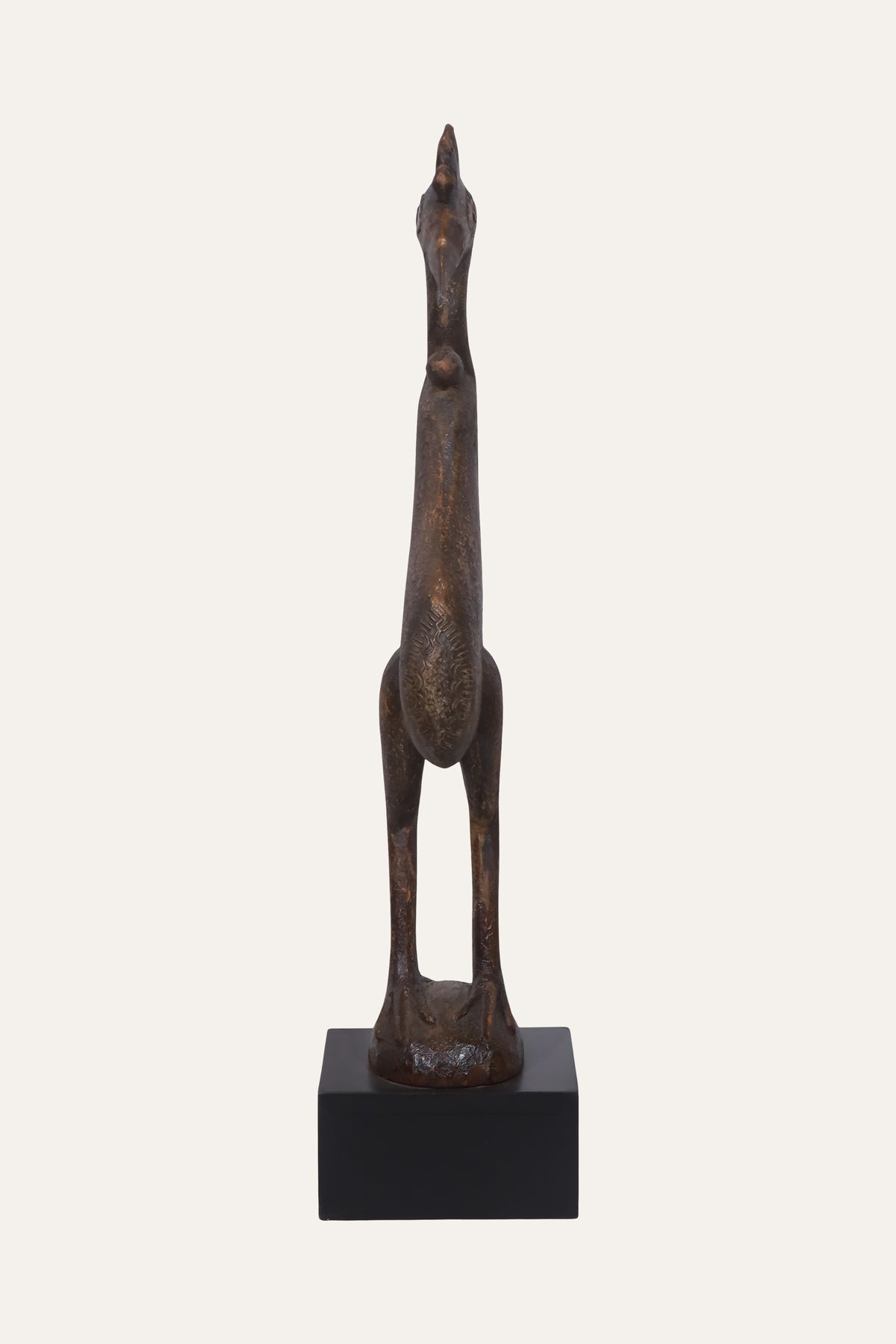 Carved African Senufo Bird Sculpture on Black Display Base