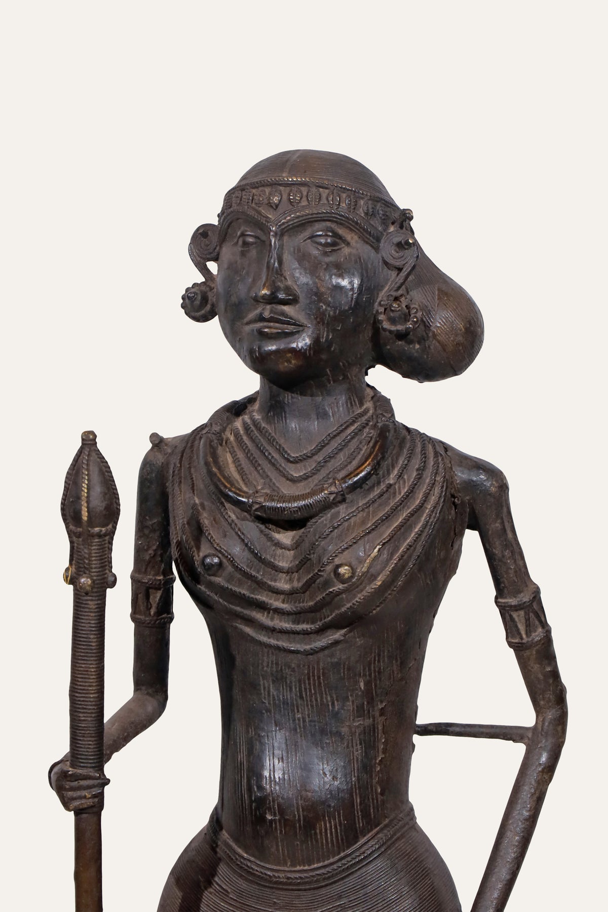 Tribal Male Dhokra Figurine with Spear