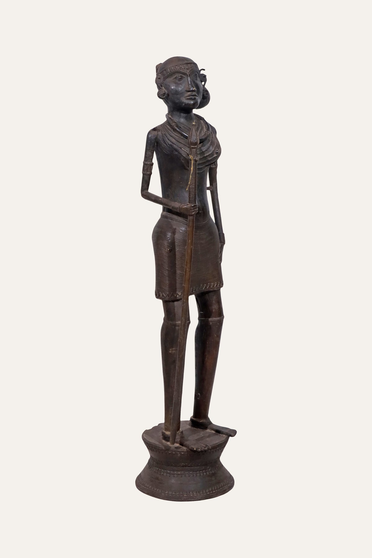 Tribal Male Dhokra Figurine with Spear