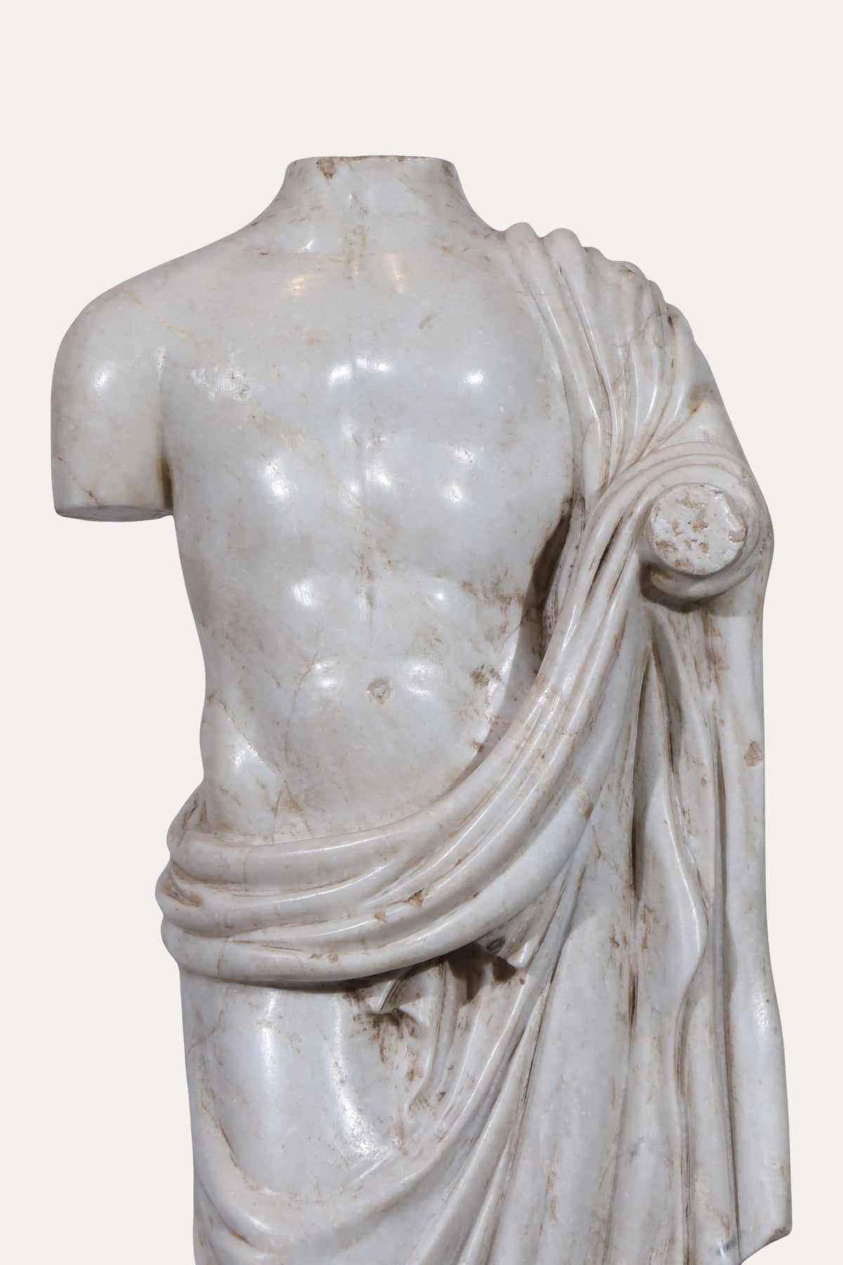 Roman Male Torso Sculpture on Black Plinth for Luxury Homes
