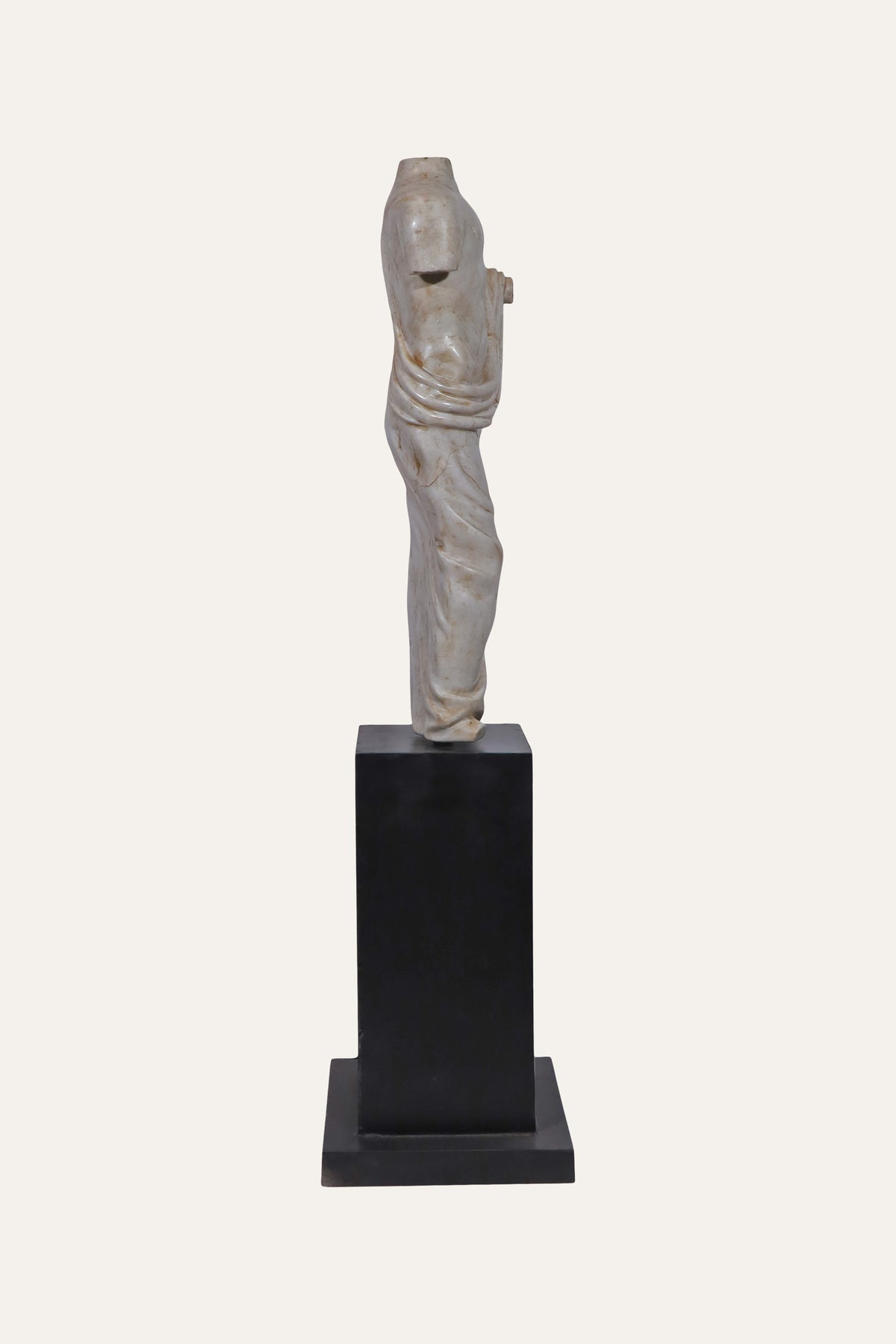 Roman Male Torso Sculpture on Black Plinth for Luxury Homes